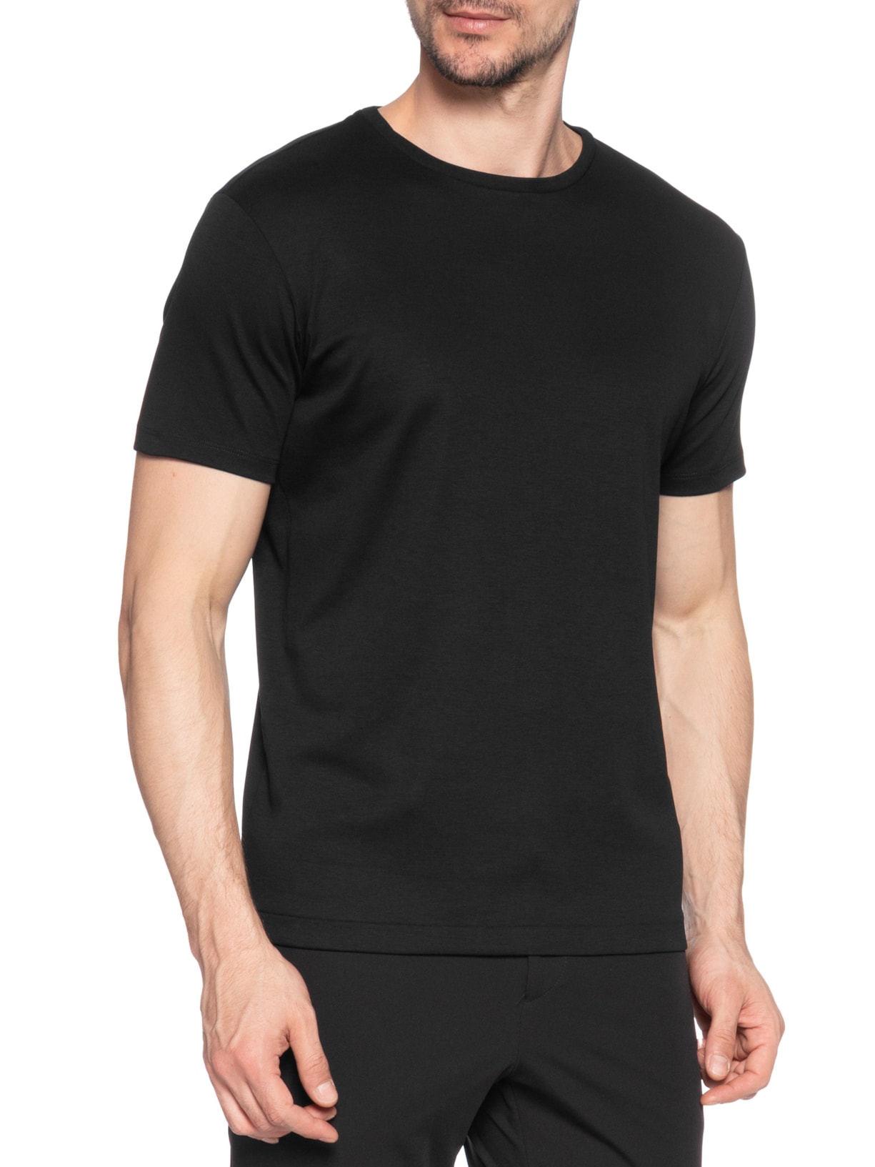 Camiseta Masculina Gola Cruzada Em Algodão Pima Preto Ricardo Almeida