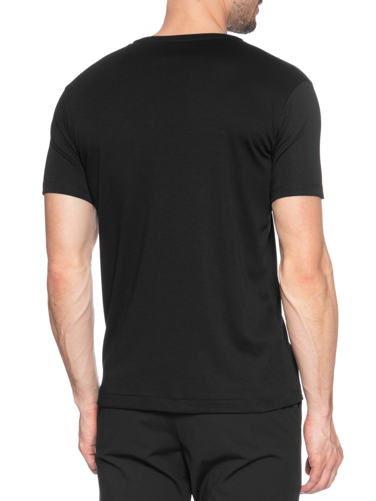 Camiseta Masculina Gola Cruzada Em Algodão Pima Preto Ricardo Almeida