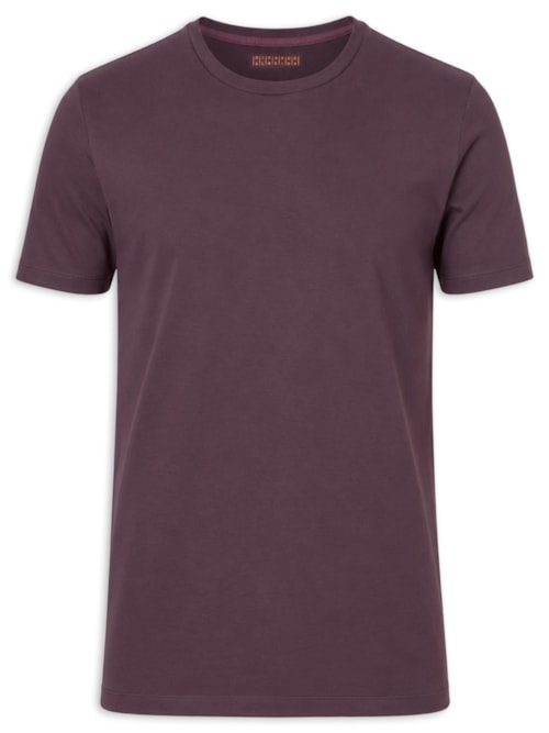 Camiseta Masculina Gola Cruzada Em Algodão Pima - Roxo