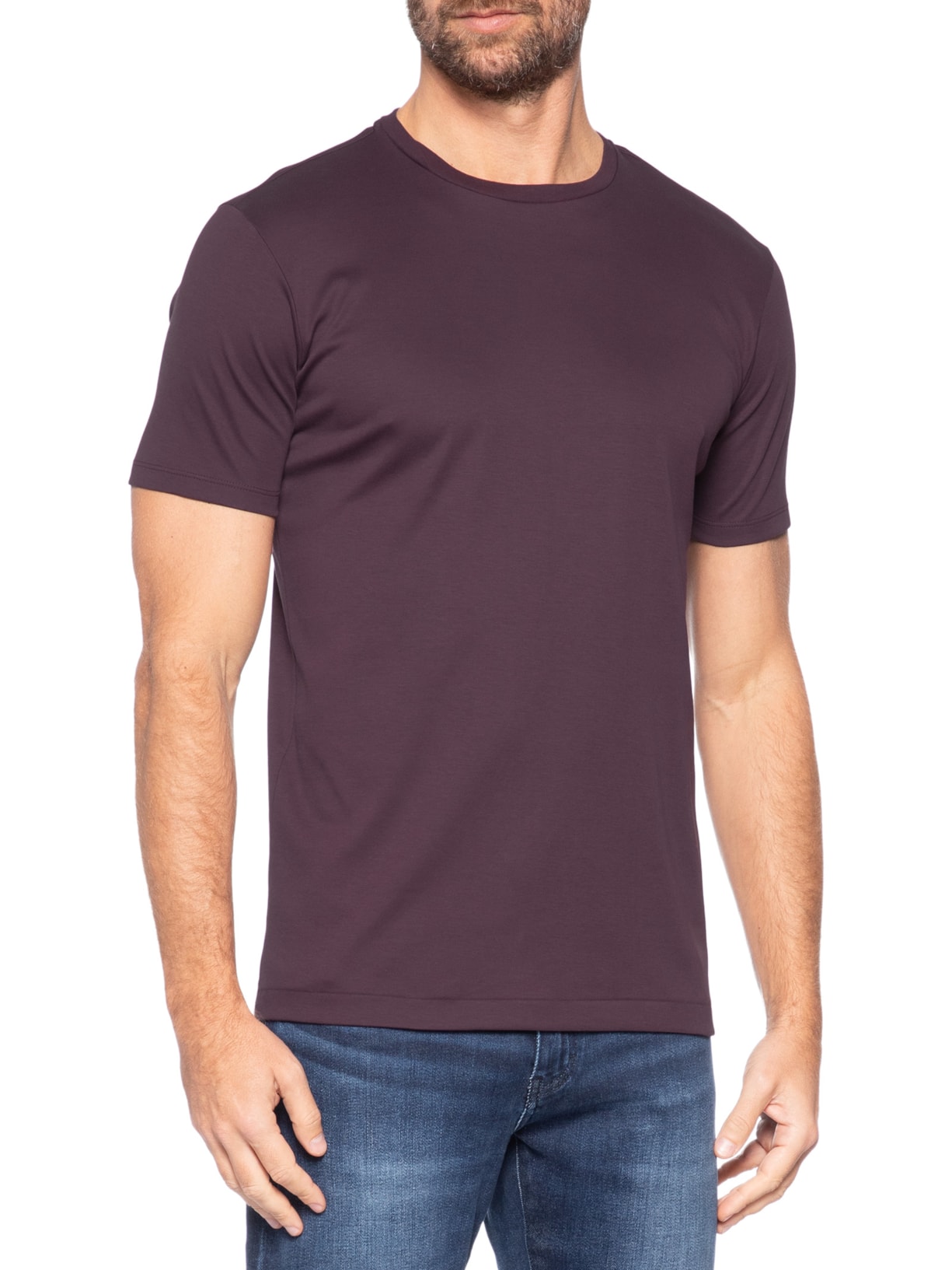 Camiseta Masculina Gola Cruzada Em Algodão Pima Roxo Ricardo Almeida