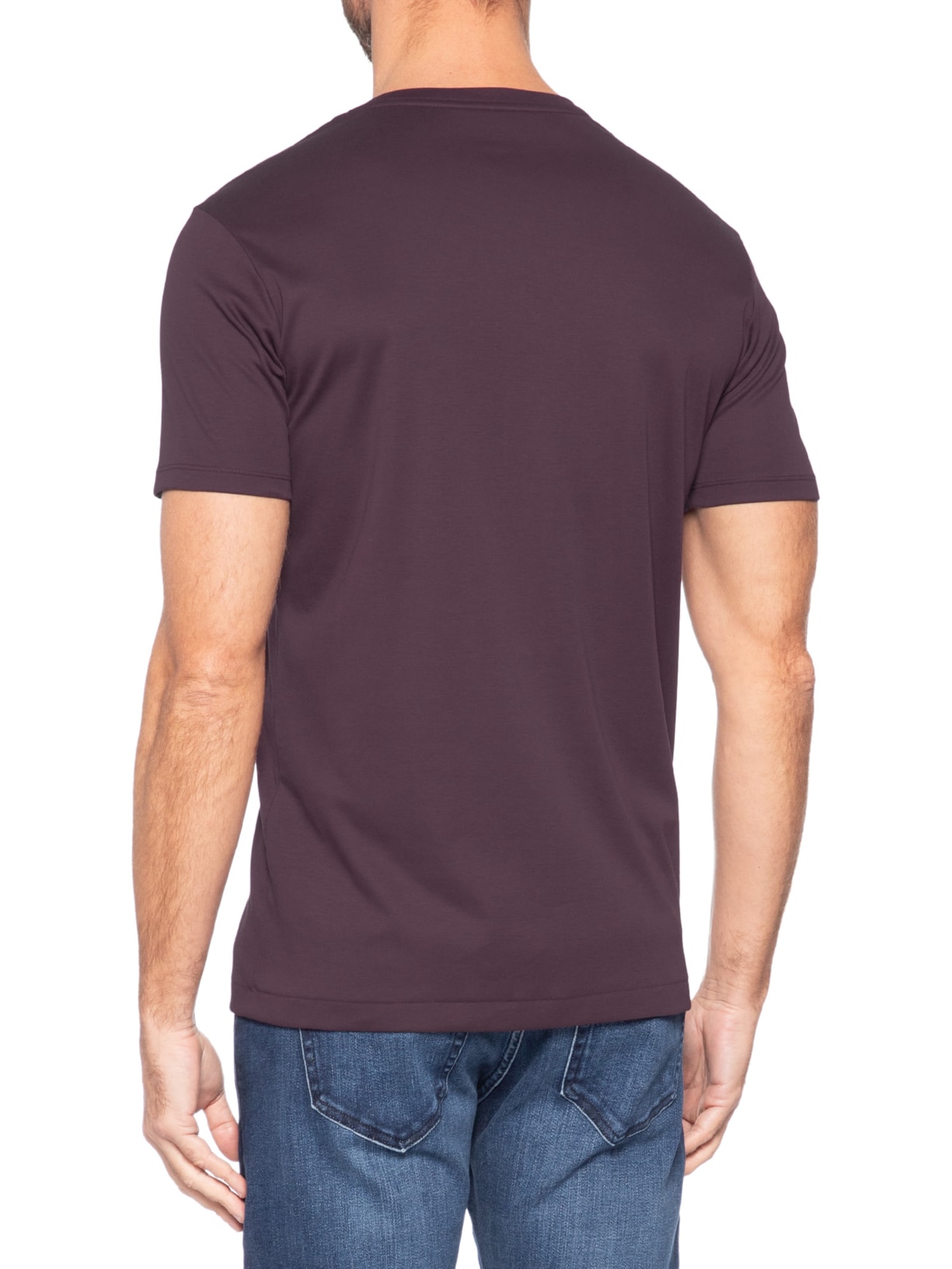 Camiseta Masculina Gola Cruzada Em Algodão Pima Roxo Ricardo Almeida