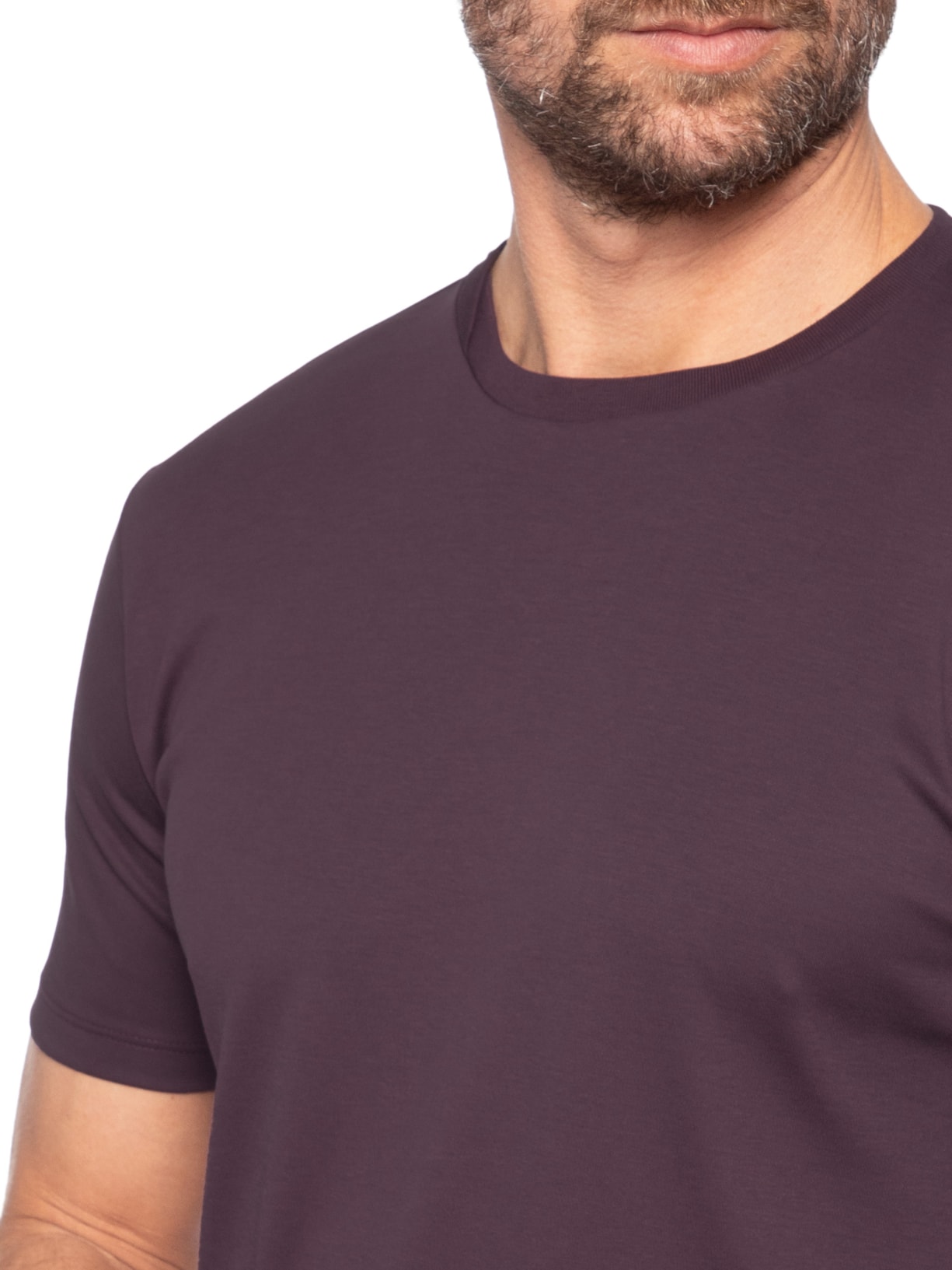 Camiseta Masculina Gola Cruzada Em Algodão Pima Roxo Ricardo Almeida