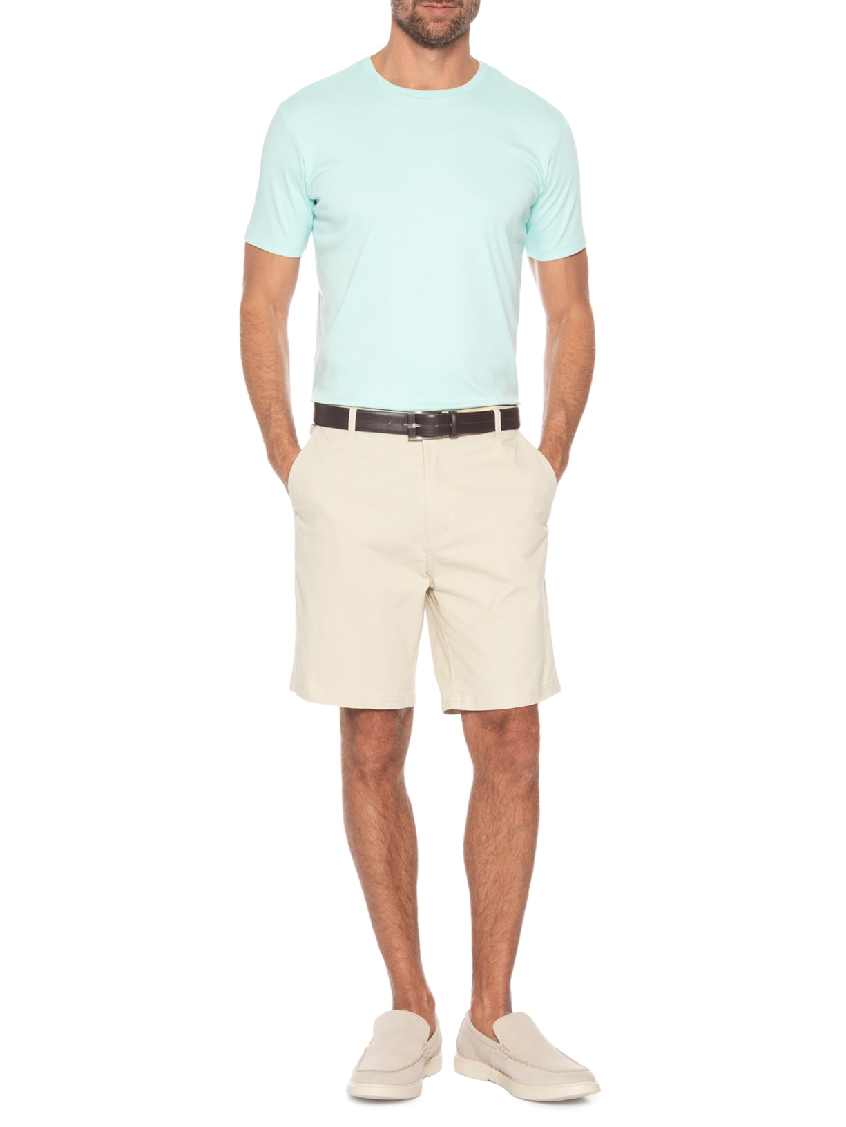 Camiseta Masculina Gola Cruzada Em Algodão Pima Verde Ricardo Almeida