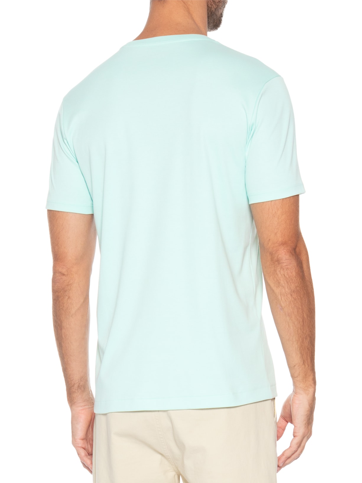 Camiseta Masculina Gola Cruzada Em Algodão Pima Verde Ricardo Almeida