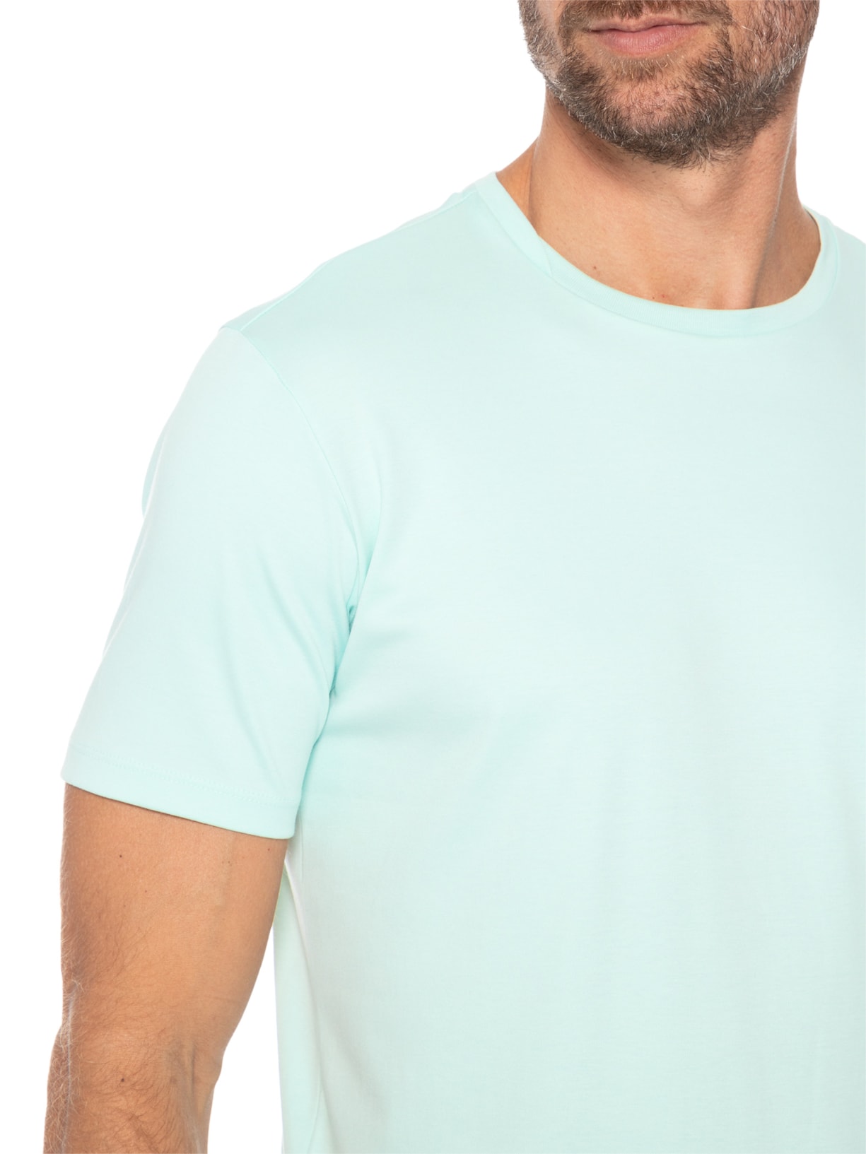 Camiseta Masculina Gola Cruzada Em Algodão Pima Verde Ricardo Almeida