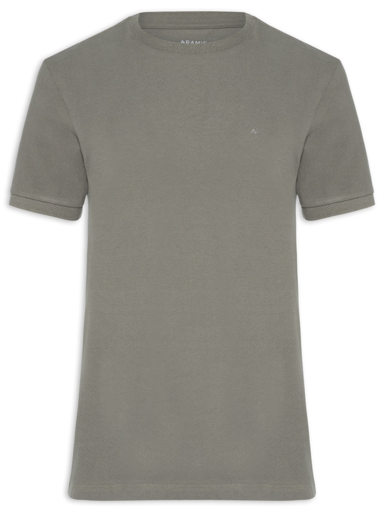 Camiseta Masculina Gola Jacquard Em Piquet Cinza Aramis