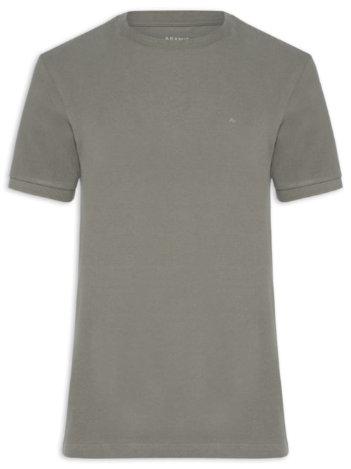 Camiseta Masculina Gola Jacquard Em Piquet - Cinza
