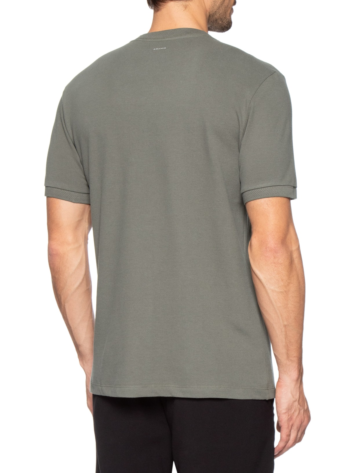 Camiseta Masculina Gola Jacquard Em Piquet Cinza Aramis