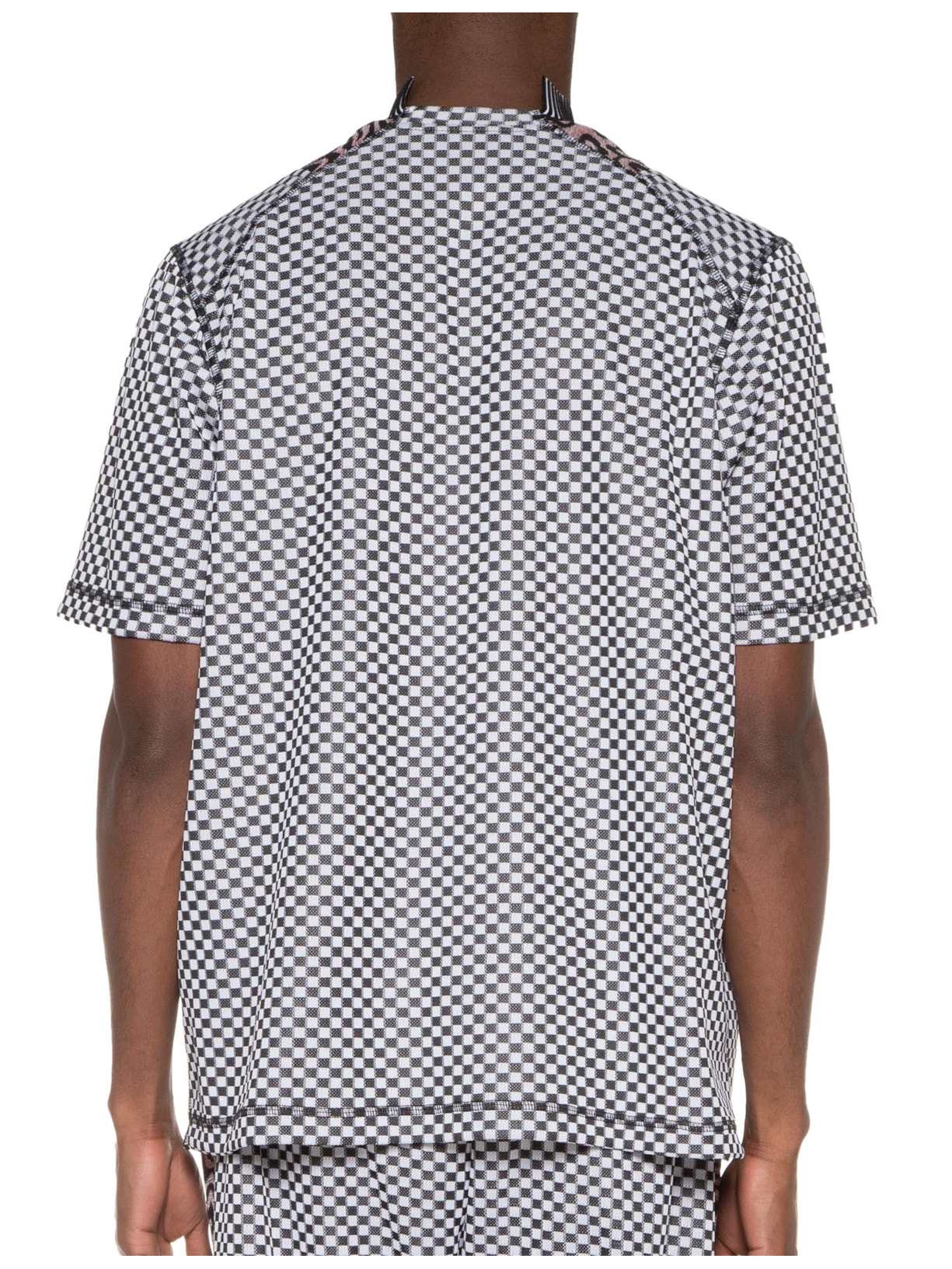 Camiseta Masculina Gola Knit Malha Quadriculada Branco À La Garçonne