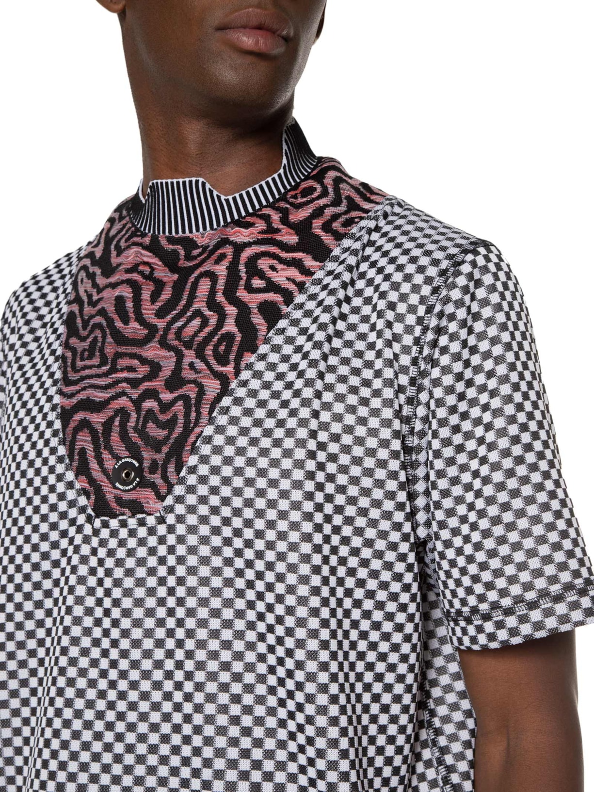 Camiseta Masculina Gola Knit Malha Quadriculada Branco À La Garçonne