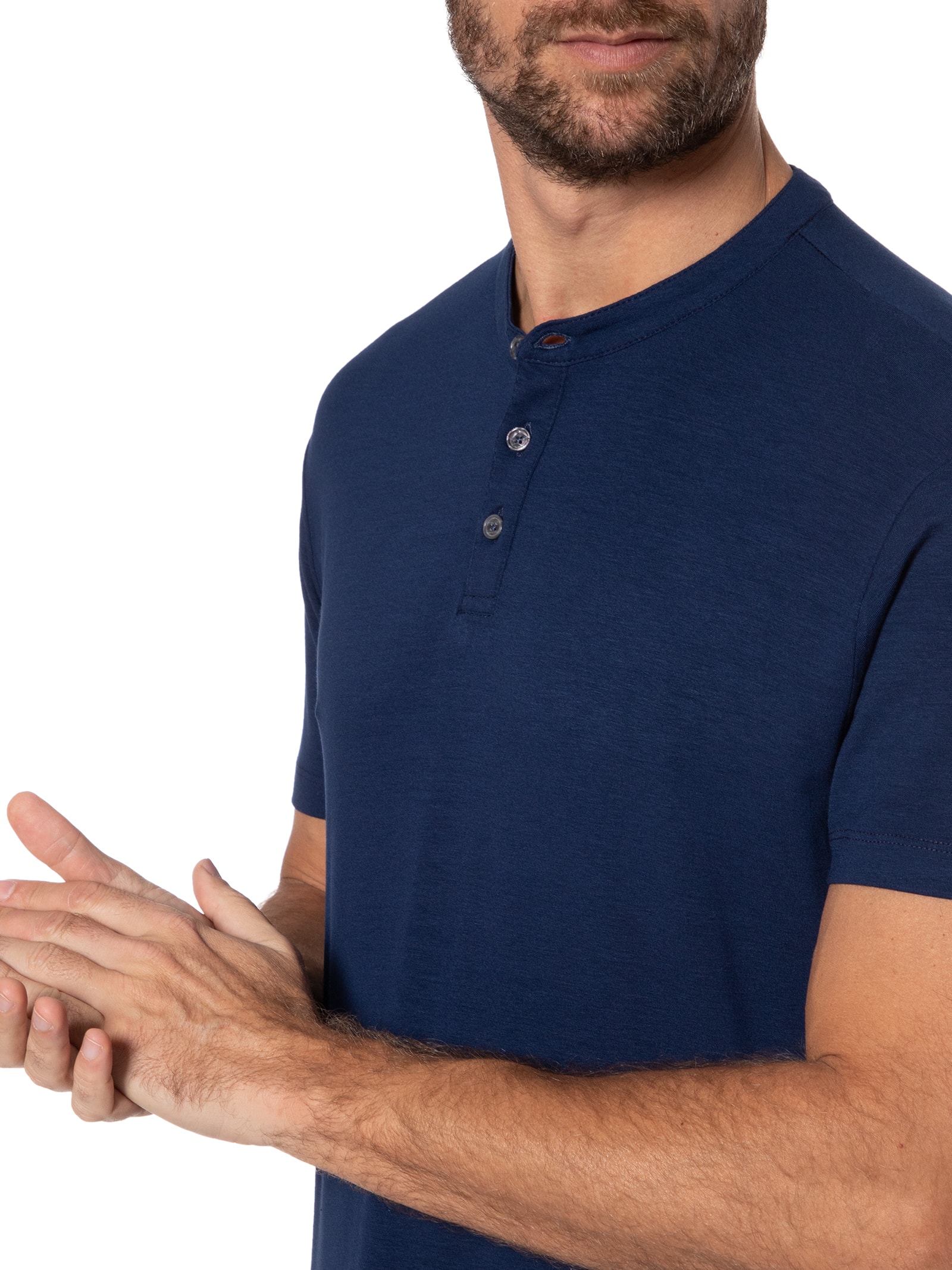 Camiseta Masculina Gola Portuguesa Lisa - Azul - Shop2gether