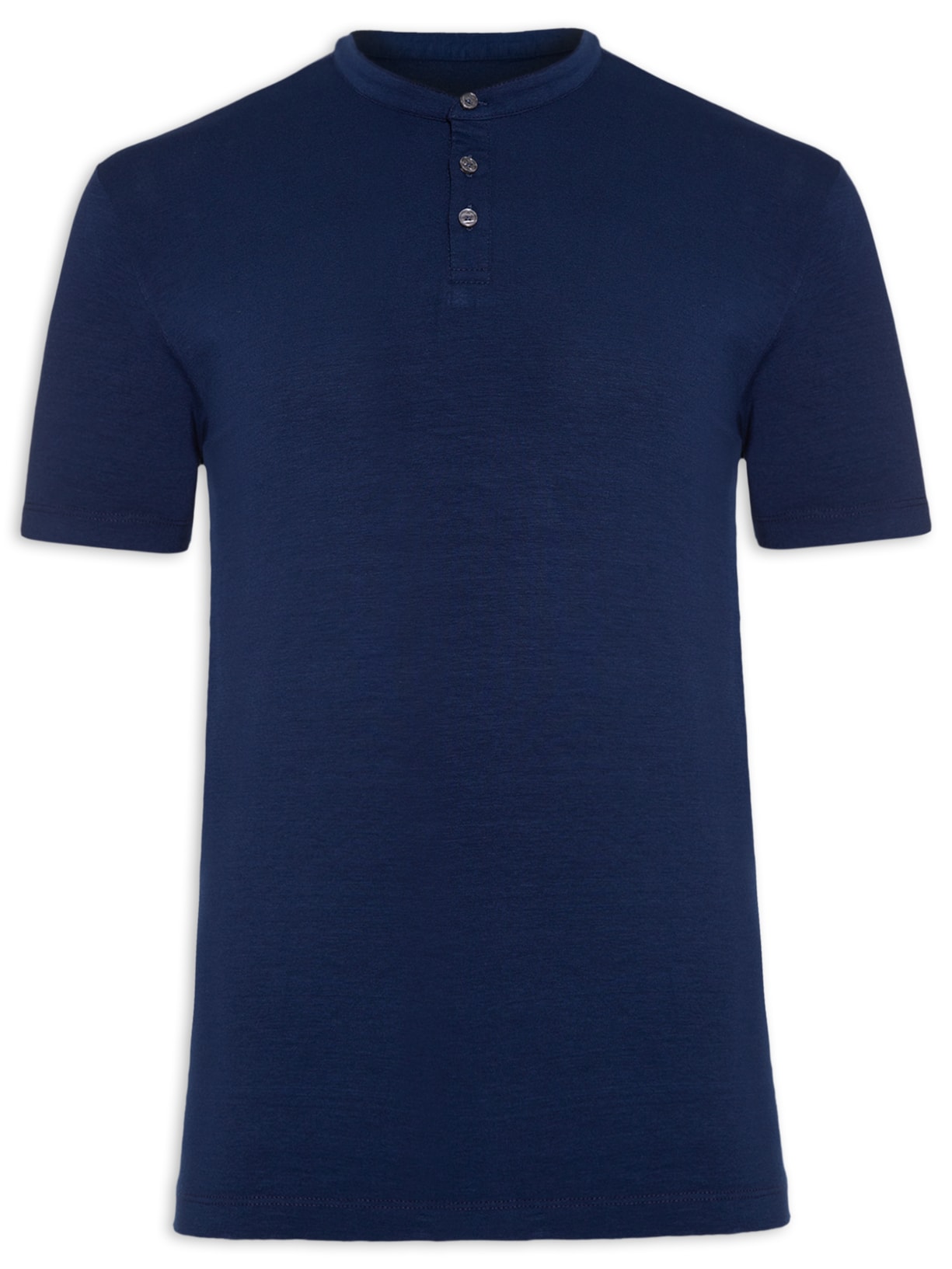 Camiseta Masculina Gola Portuguesa Lisa - Azul
