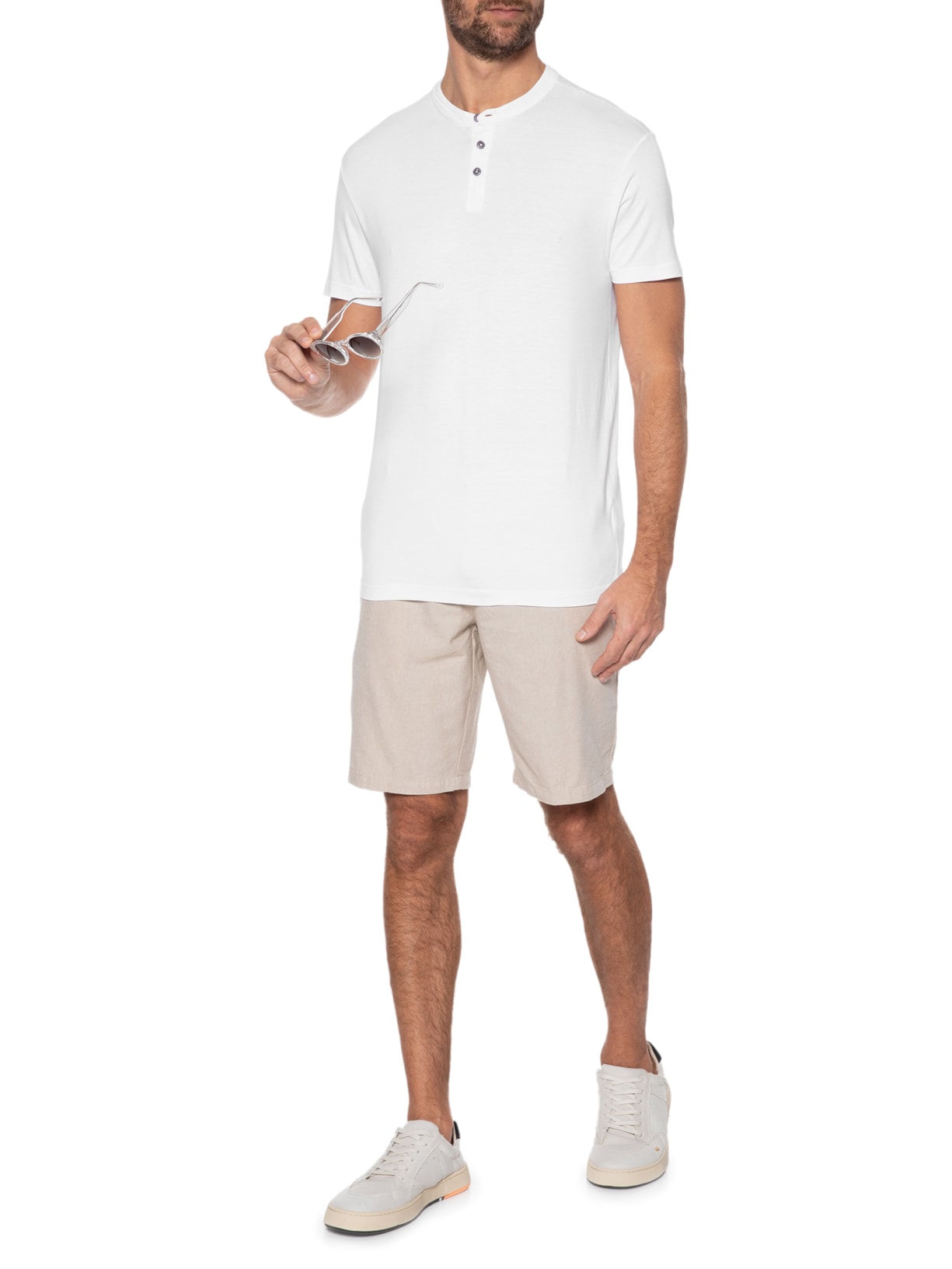 Camiseta Masculina Gola Portuguesa Lisa Branco Aramis