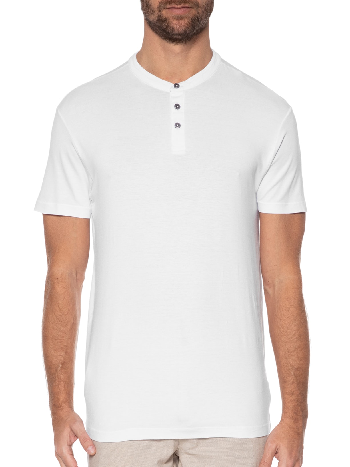 Camiseta Masculina Gola Portuguesa Lisa Branco Aramis