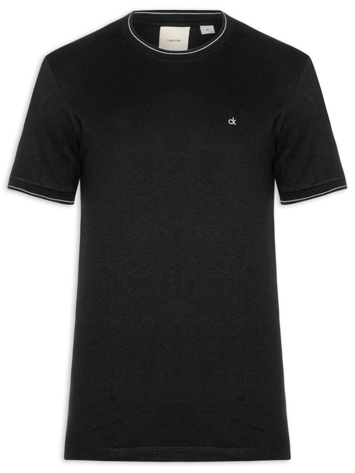 Camiseta Masculina Gola Punho Friso Preto Calvin Klein - White Label