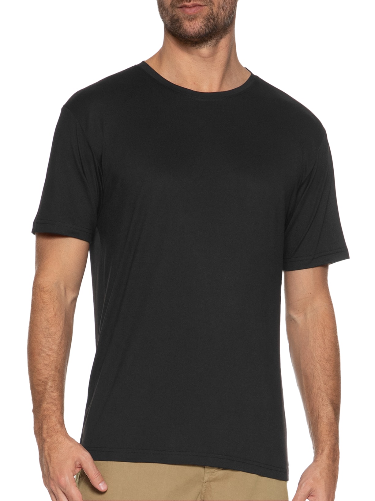 Camiseta Masculina Gola Redonda Básica Preto Basiq Men