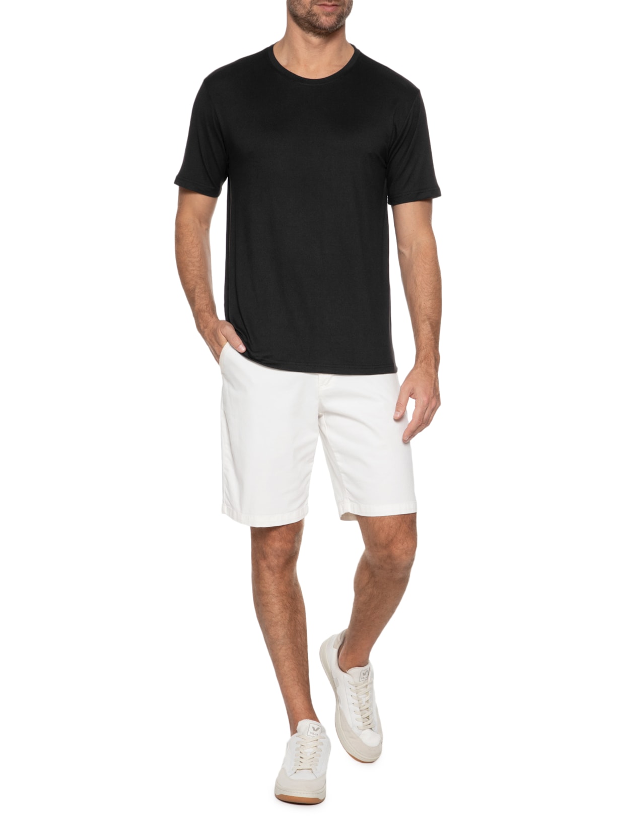 Camiseta Masculina Gola Redonda Básica Preto Basiq Men