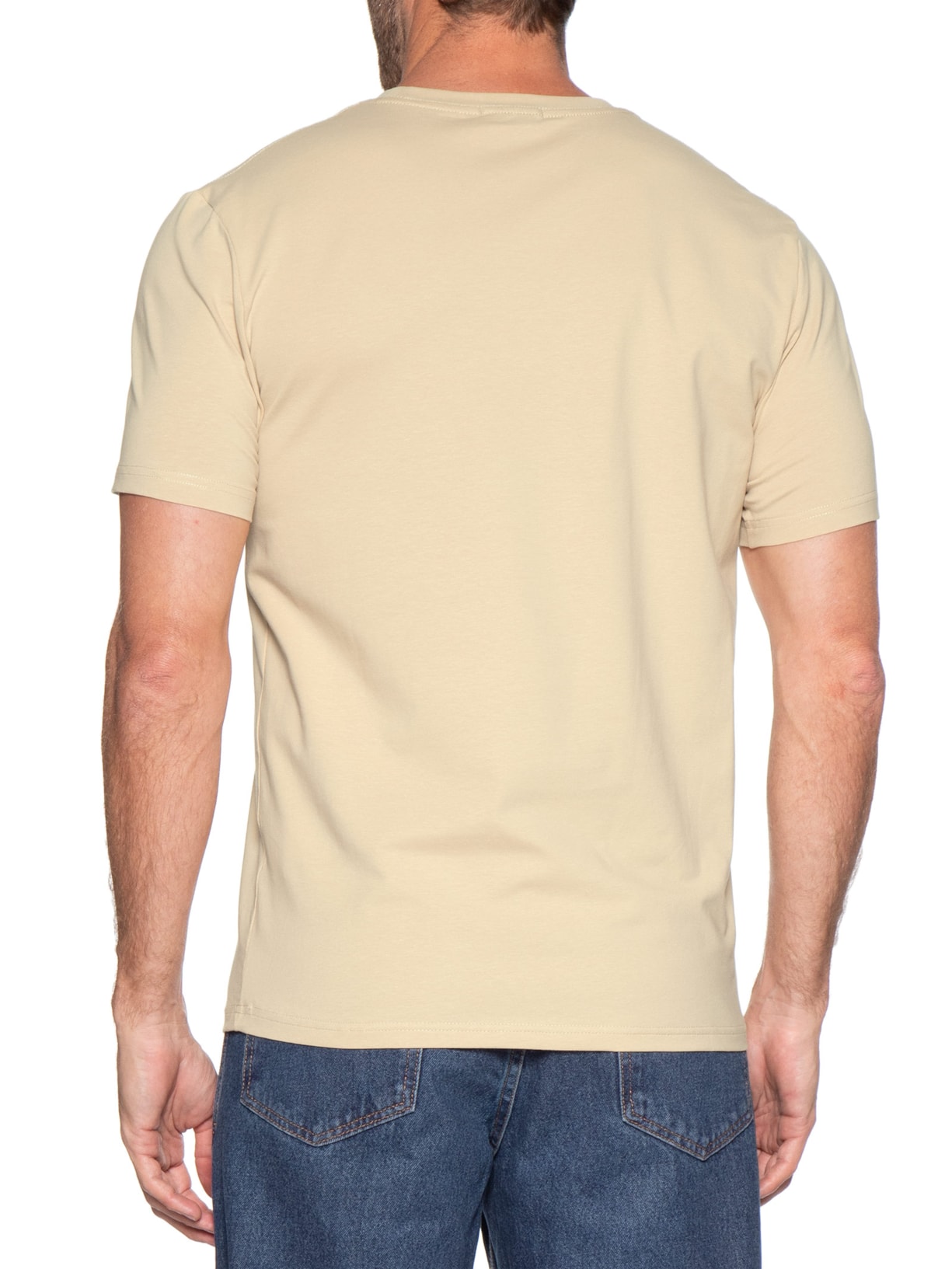 Camiseta Masculina Gola Redonda Bege Basiq Men