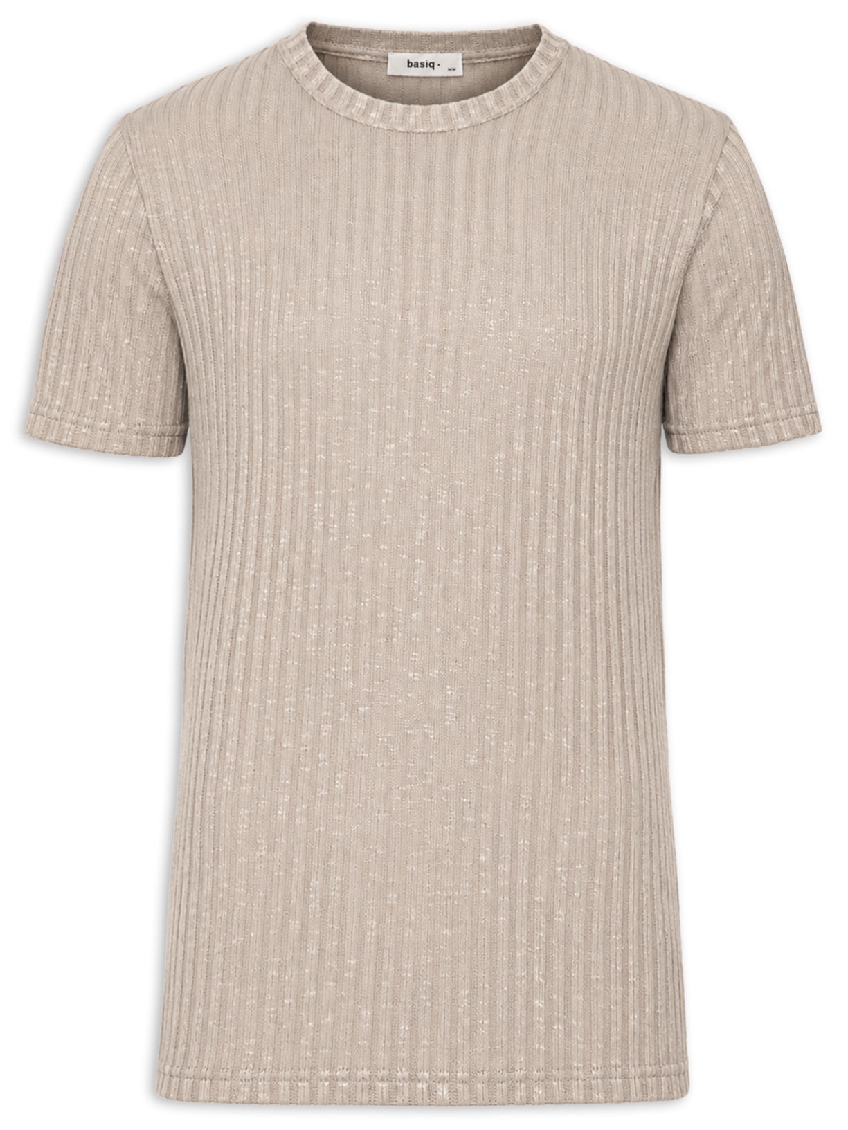 Camiseta Masculina Gola Redonda Com Textura Bege Basiq Men