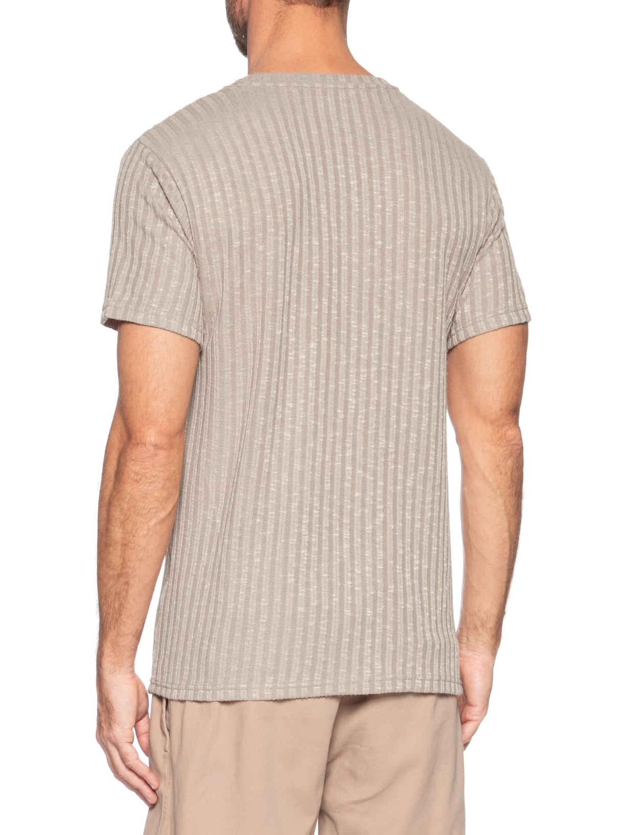 Camiseta Masculina Gola Redonda Com Textura Bege Basiq Men