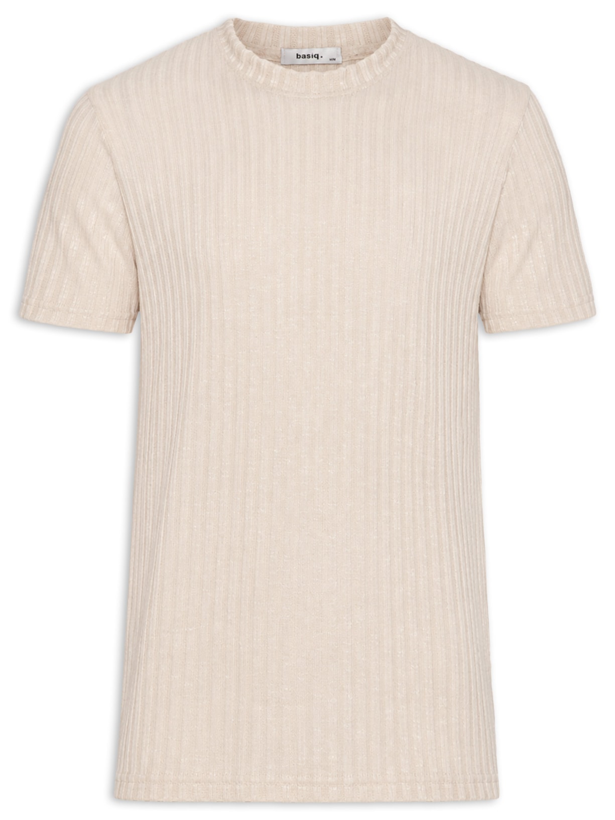 Camiseta Masculina Gola Redonda Com Textura Bege Basiq Men