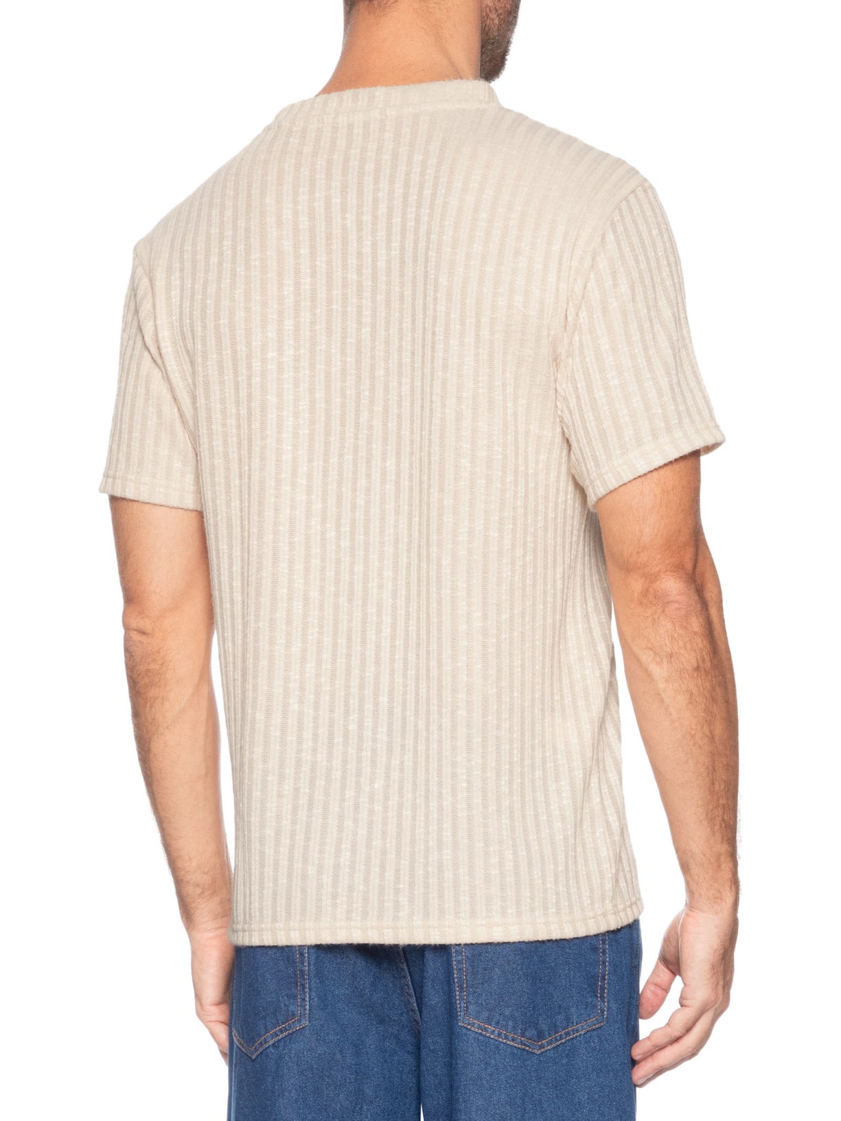 Camiseta Masculina Gola Redonda Com Textura Bege Basiq Men