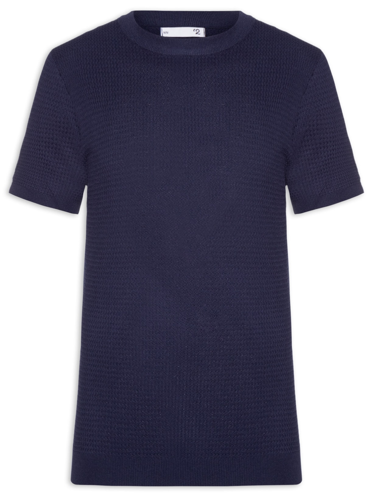 Camiseta Masculina Gola Redonda Em Tricot Azul '2 Essential