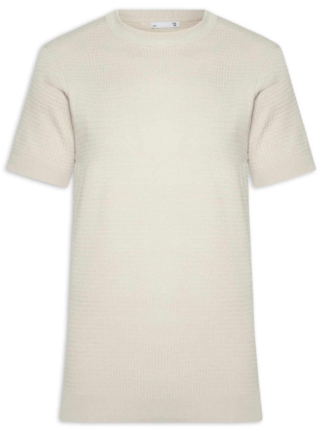 Camiseta Masculina Gola Redonda Em Tricot - Bege