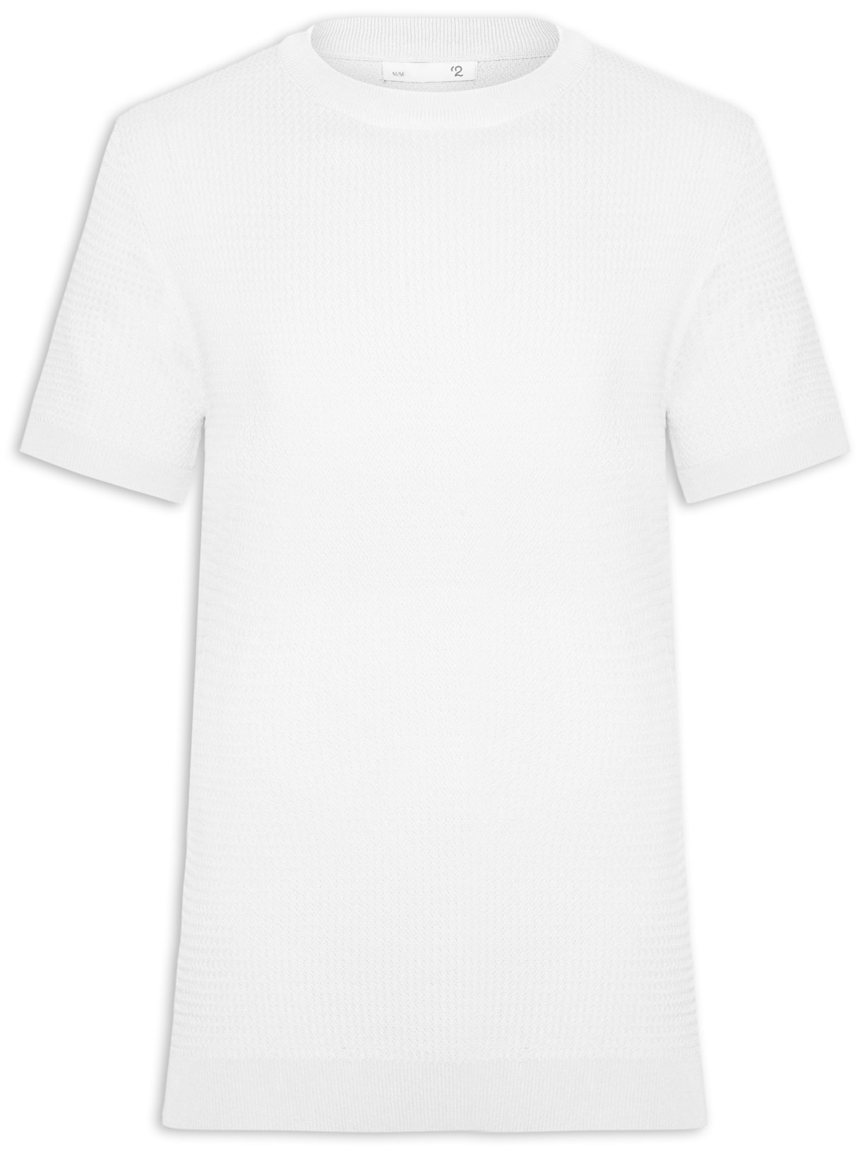 Camiseta Masculina Gola Redonda Em Tricot - Branco