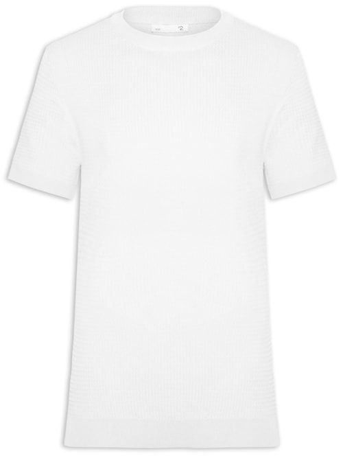 Camiseta Masculina Gola Redonda Em Tricot - Branco