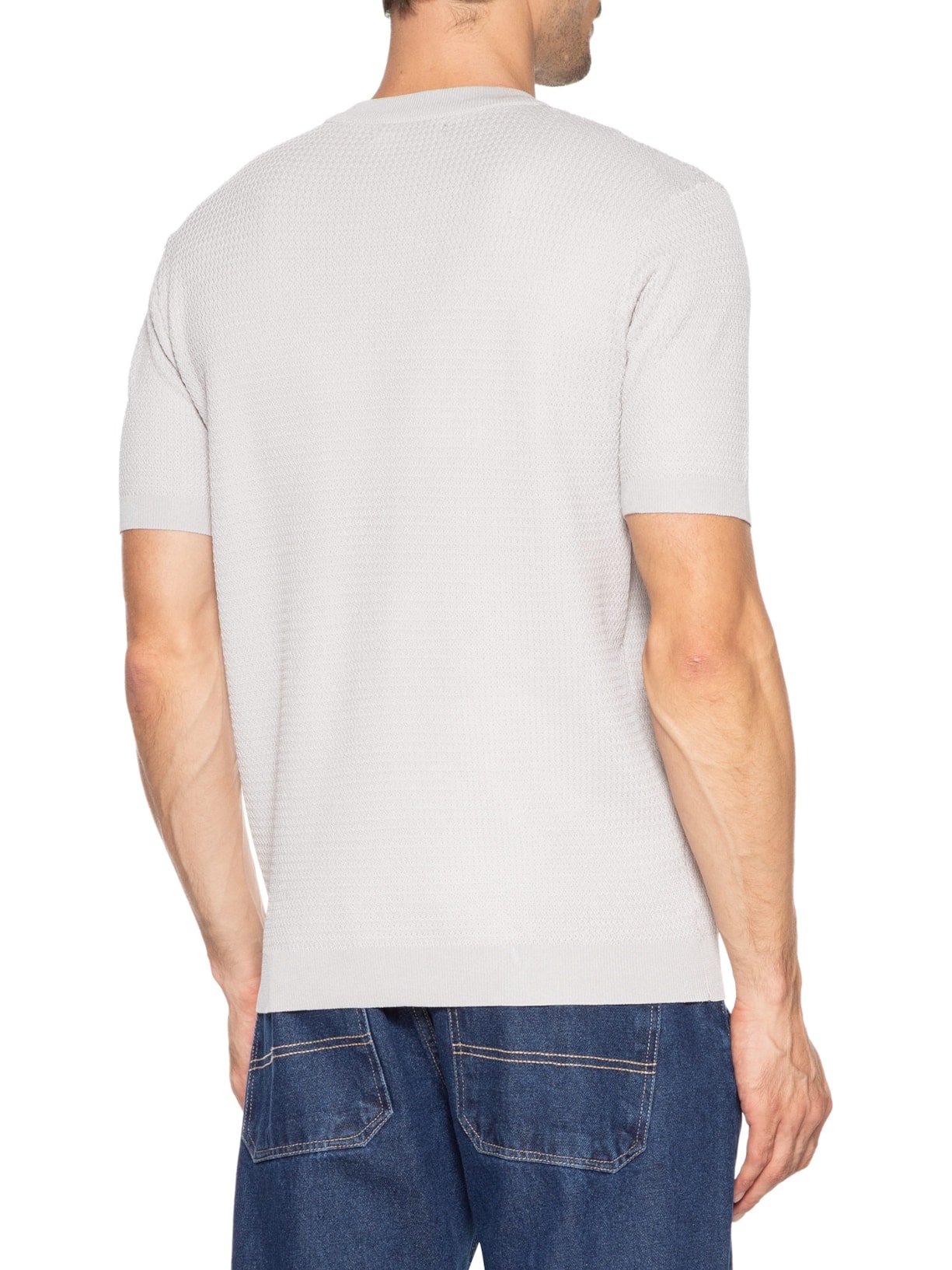 Camiseta Masculina Gola Redonda Em Tricot Cinza '2 Essential