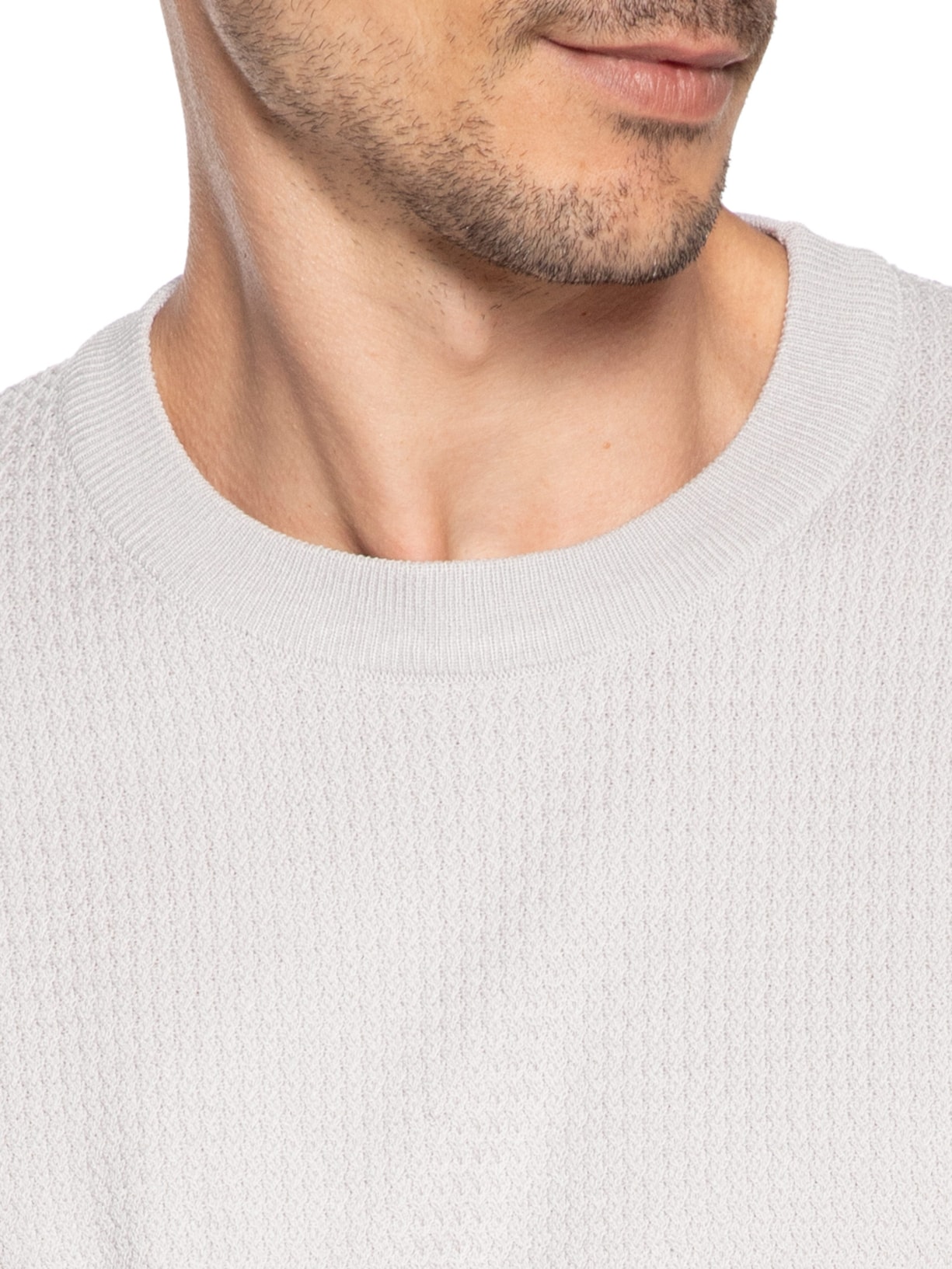 Camiseta Masculina Gola Redonda Em Tricot Cinza '2 Essential