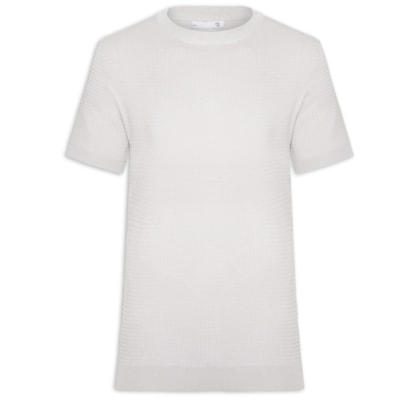 Camiseta Masculina Gola Redonda Em Tricot - Cinza