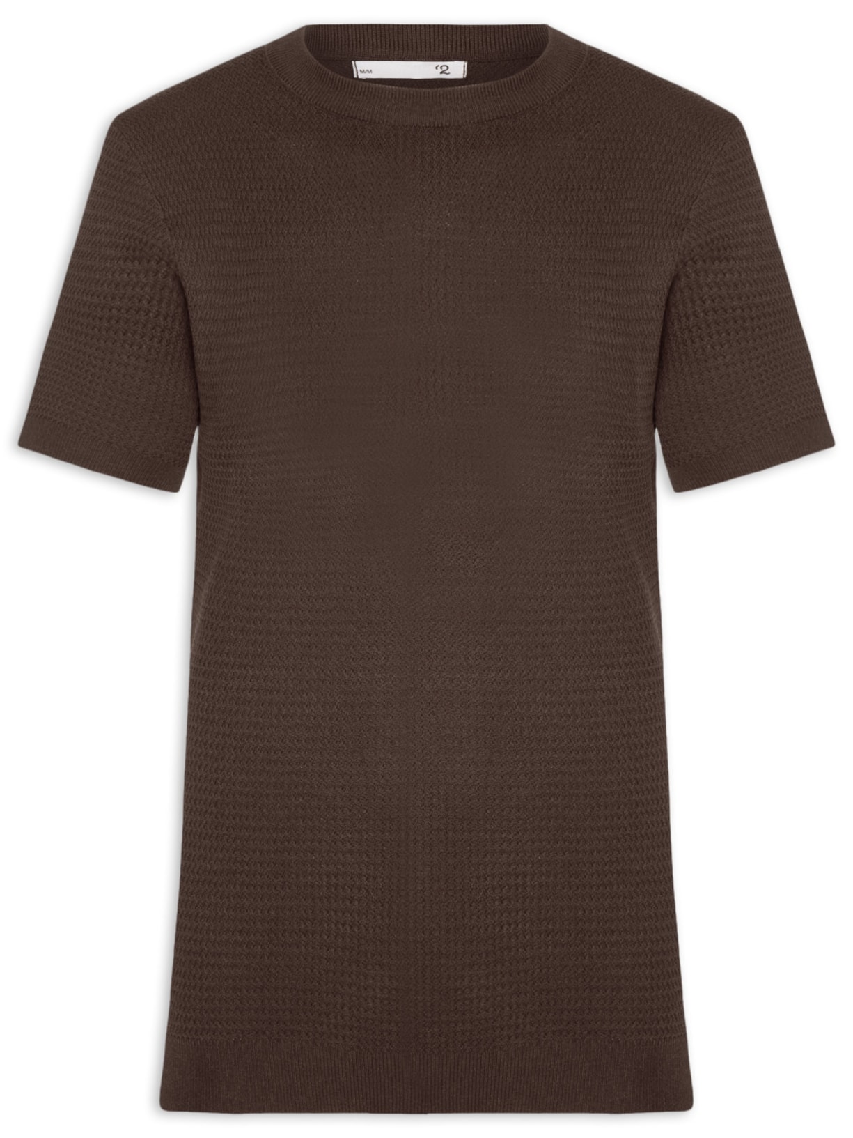 Camiseta Masculina Gola Redonda Em Tricot - Marrom