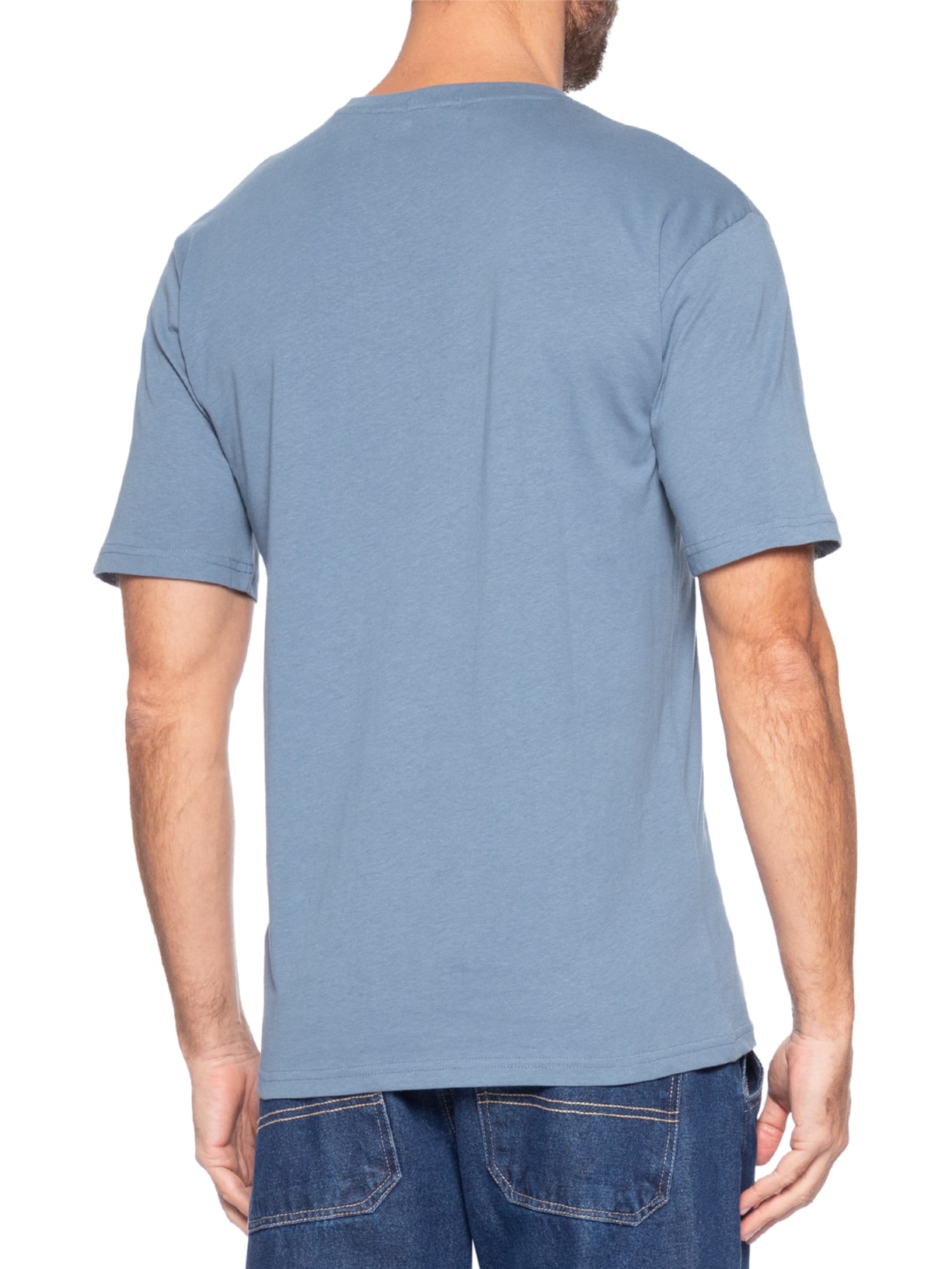 Camiseta Masculina Gola Redonda Manga Curta Azul Basiq Men
