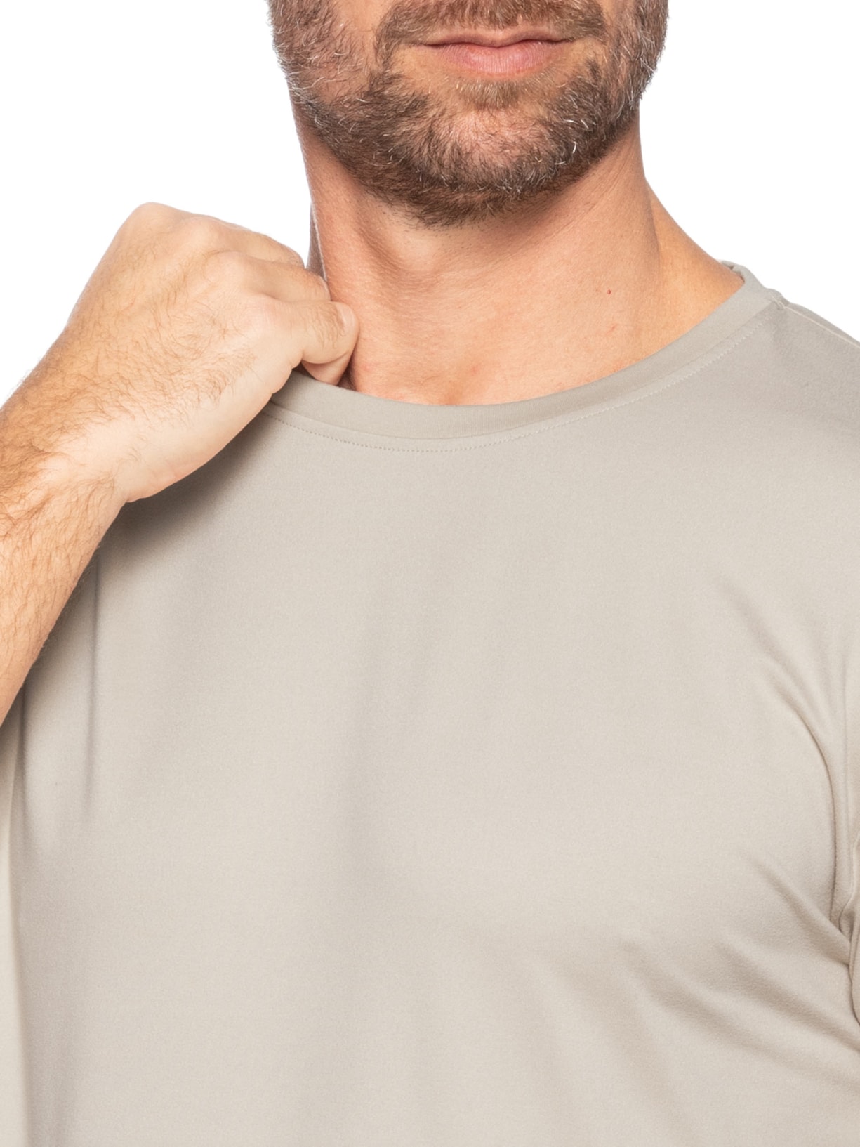 Camiseta Masculina Gola Redonda Manga Curta Bege Basiq Men