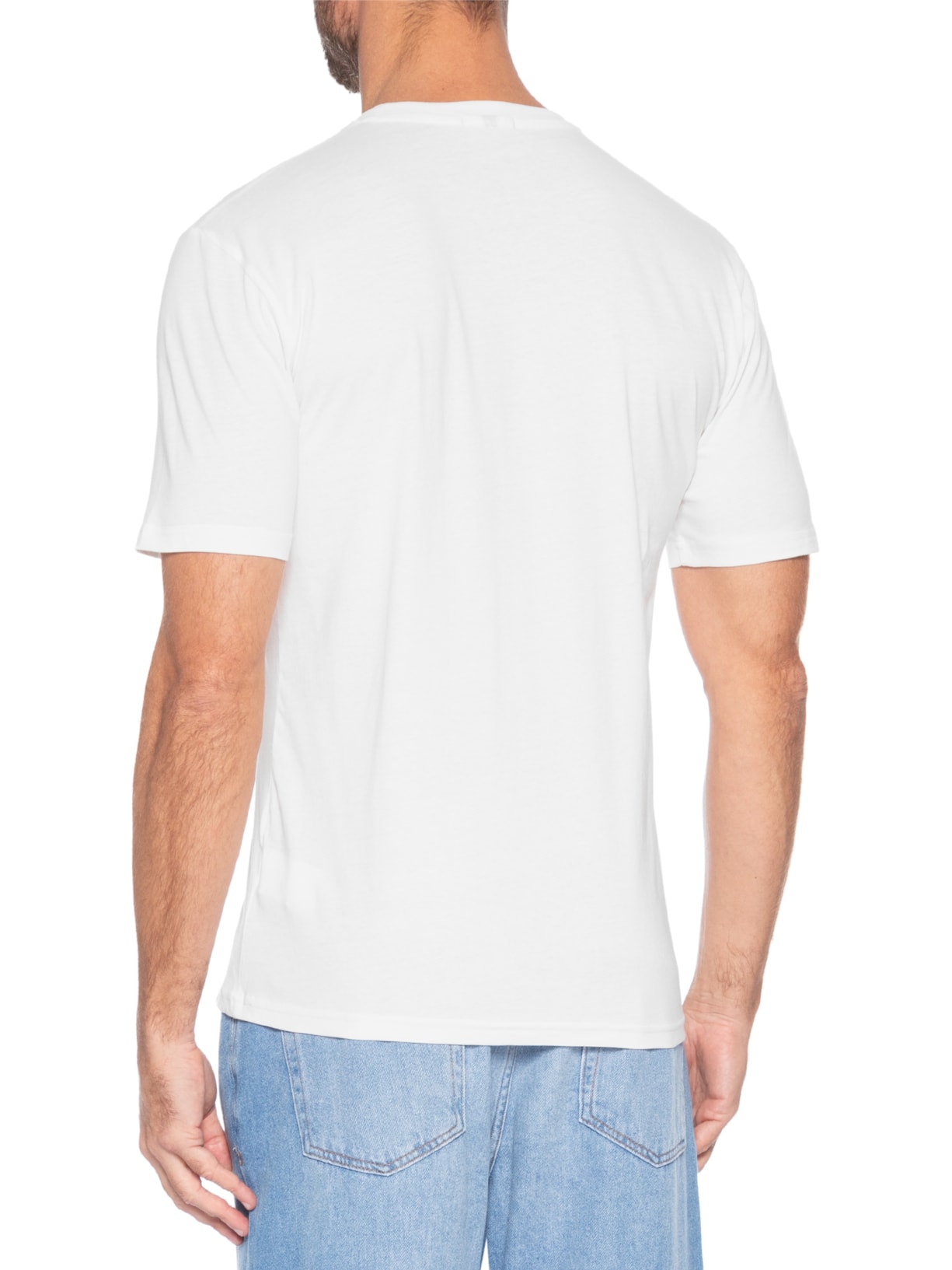 Camiseta Masculina Gola Redonda Manga Curta Branco Basiq Men