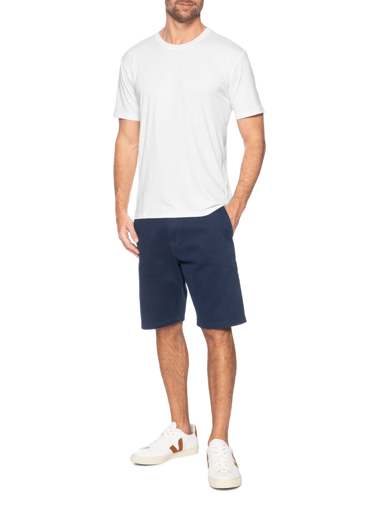 Camiseta Masculina Gola Redonda Manga Curta Branco Basiq Men