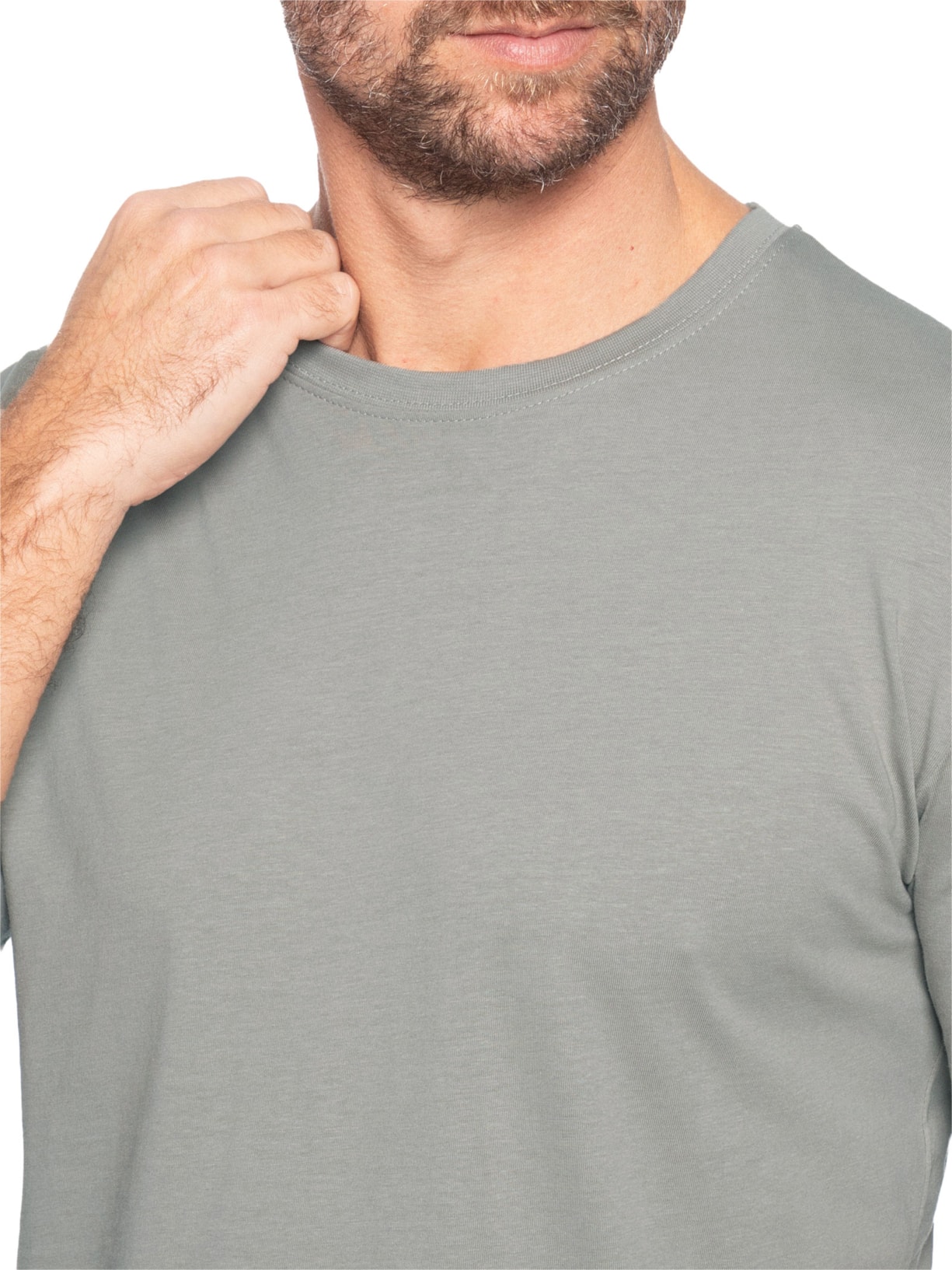 Camiseta Masculina Gola Redonda Manga Curta Cinza Basiq Men