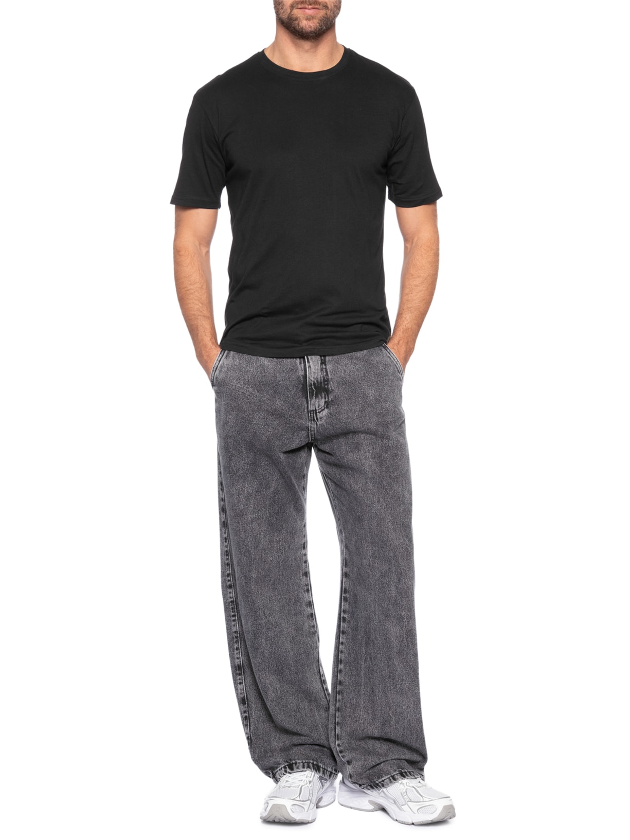 Camiseta Masculina Gola Redonda Manga Curta Preto Basiq Men