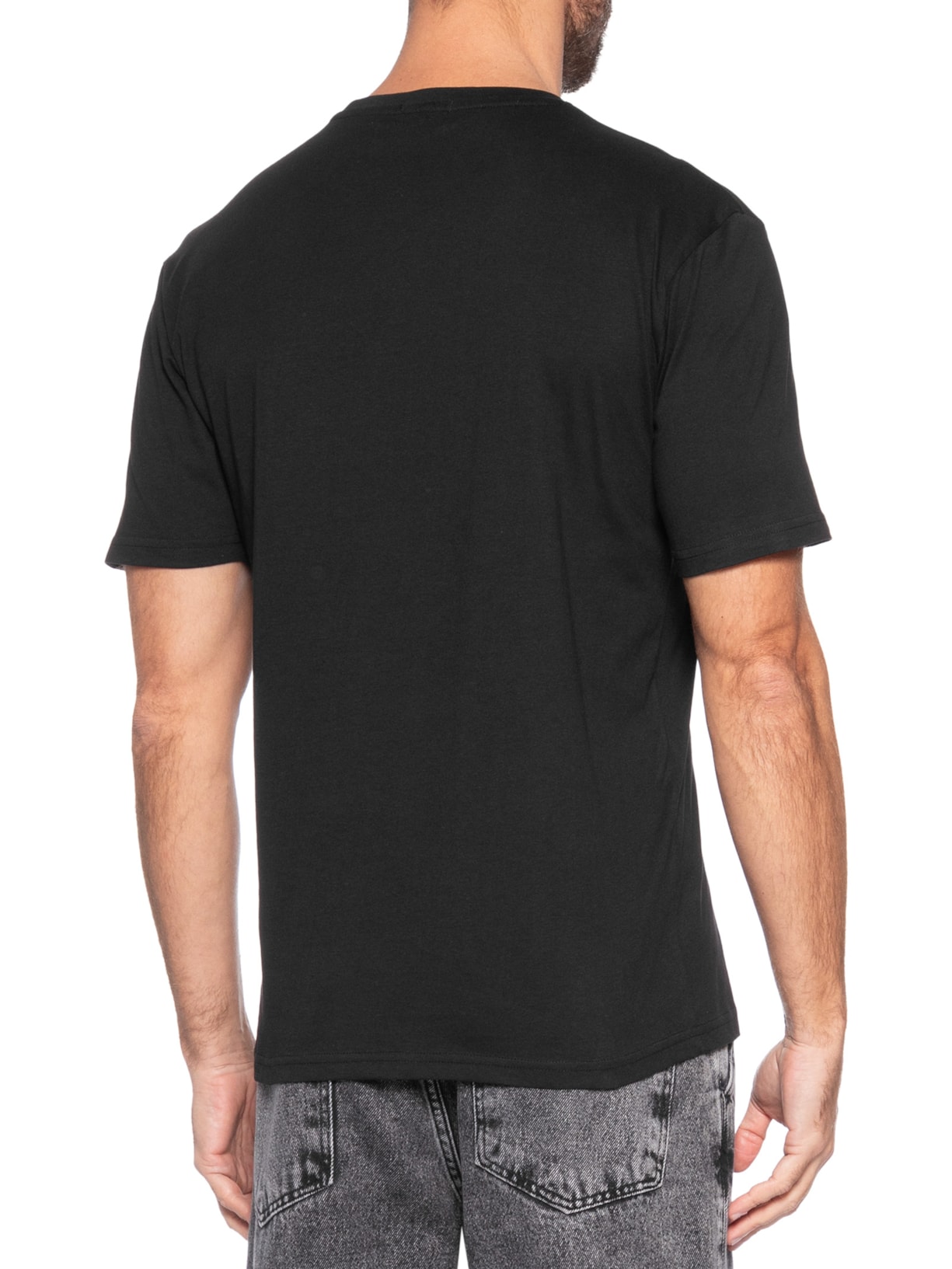 Camiseta Masculina Gola Redonda Manga Curta Preto Basiq Men