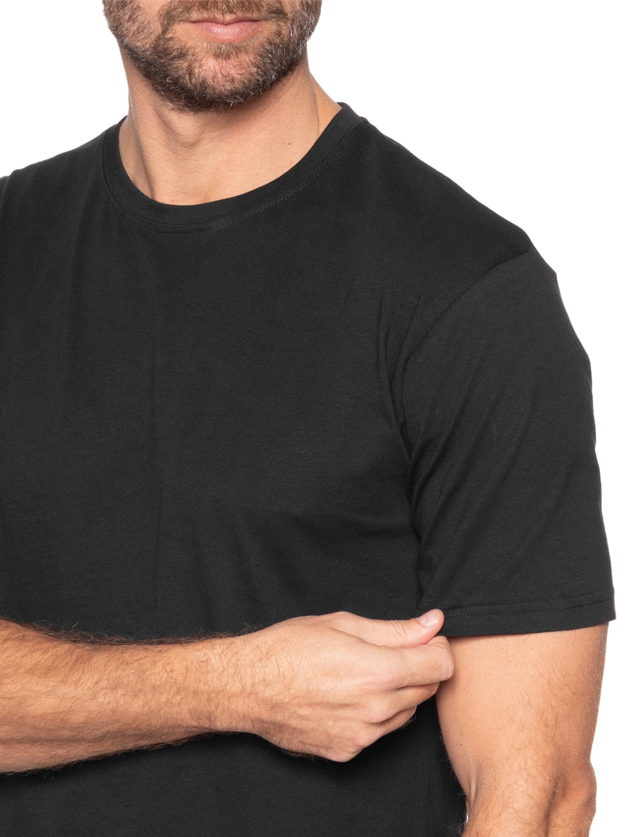 Camiseta Masculina Gola Redonda Manga Curta Preto Basiq Men