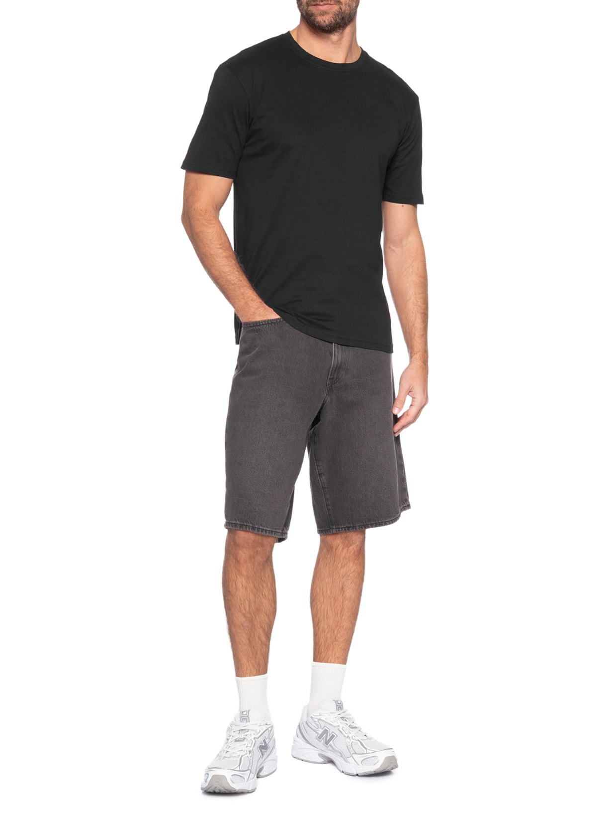 Camiseta Masculina Gola Redonda Manga Curta Preto Basiq Men
