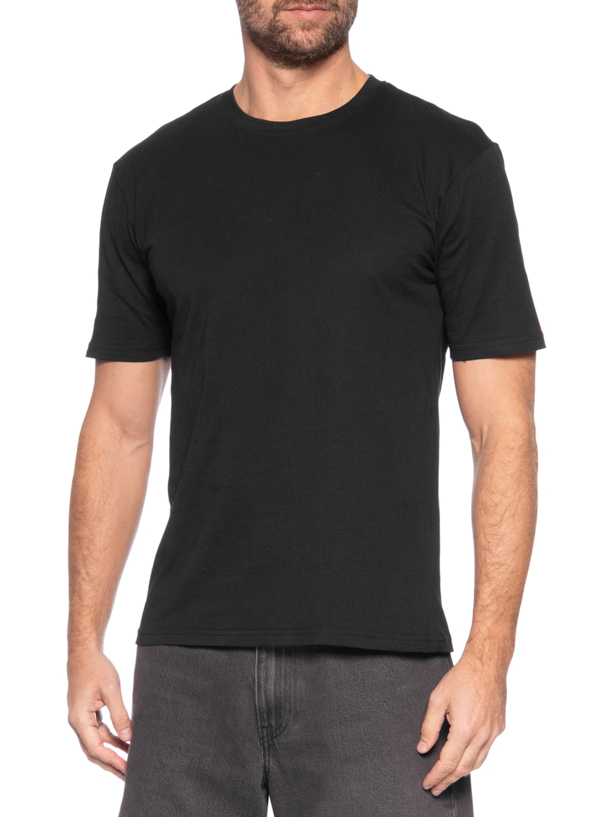 Camiseta Masculina Gola Redonda Manga Curta Preto Basiq Men