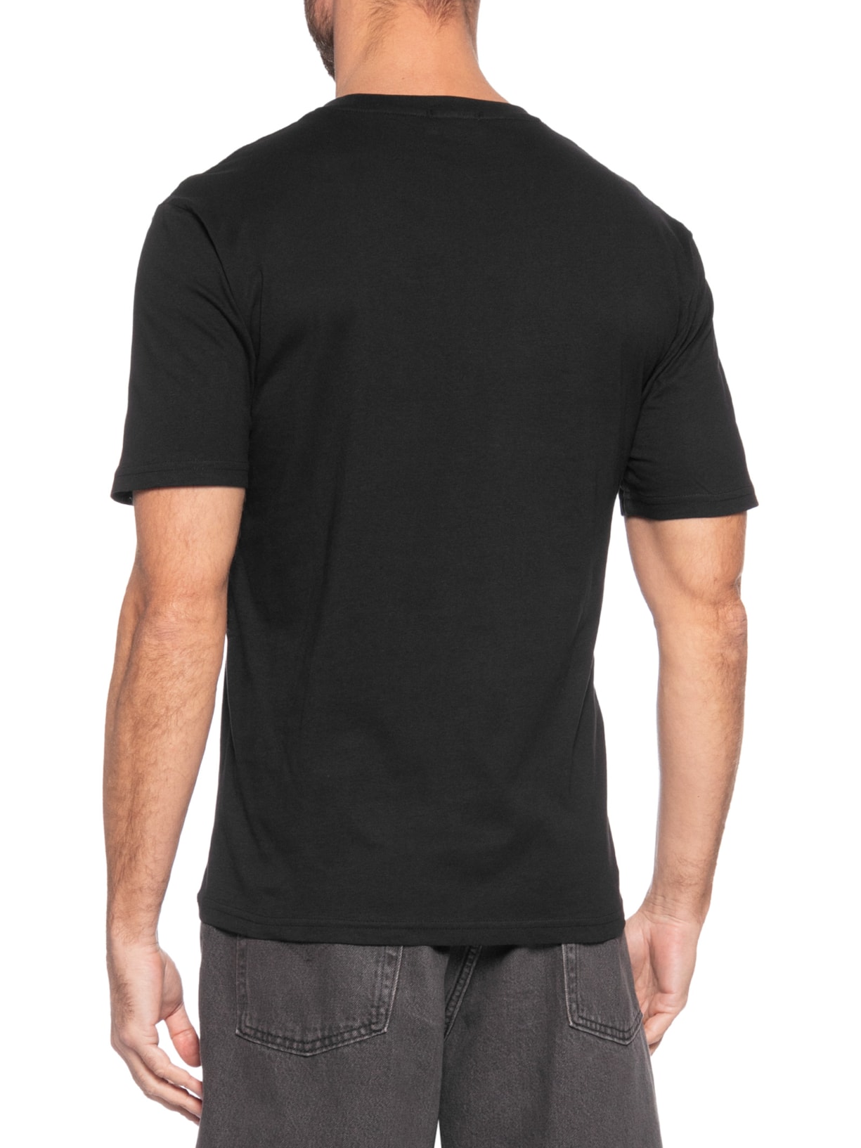 Camiseta Masculina Gola Redonda Manga Curta Preto Basiq Men