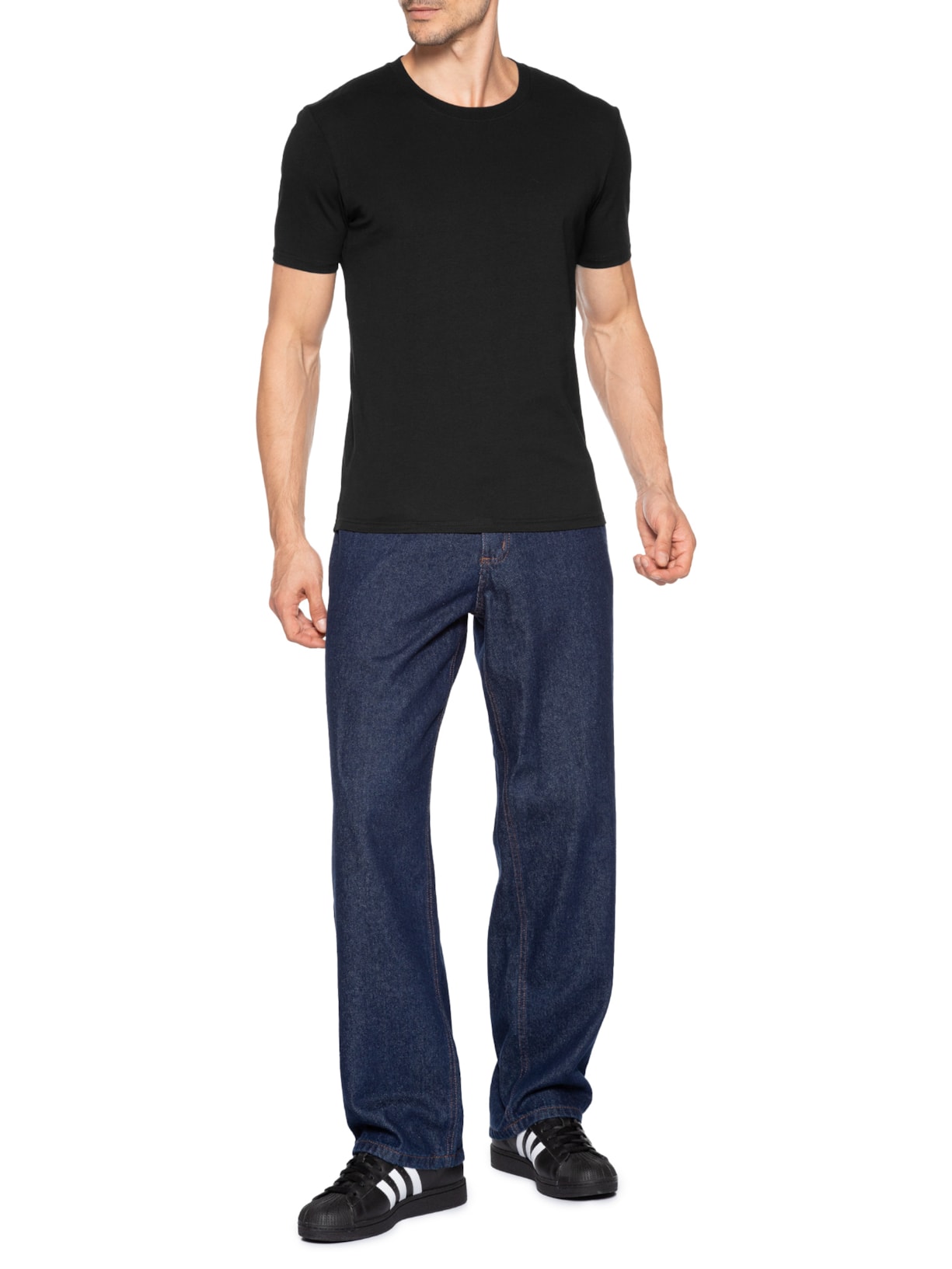 Camiseta Masculina Gola Redonda Preto Basiq Men