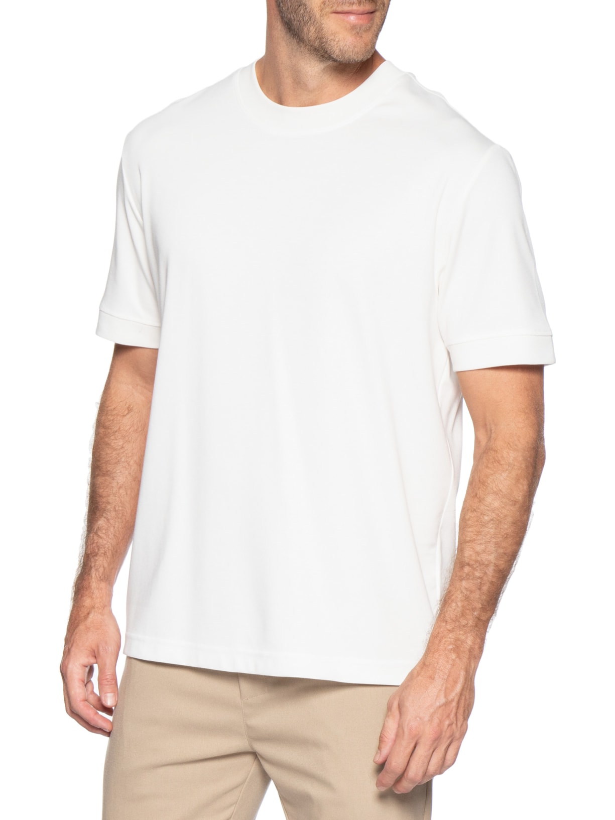 Camiseta Masculina Gola Redonda Reforçada Branco '2 Essential