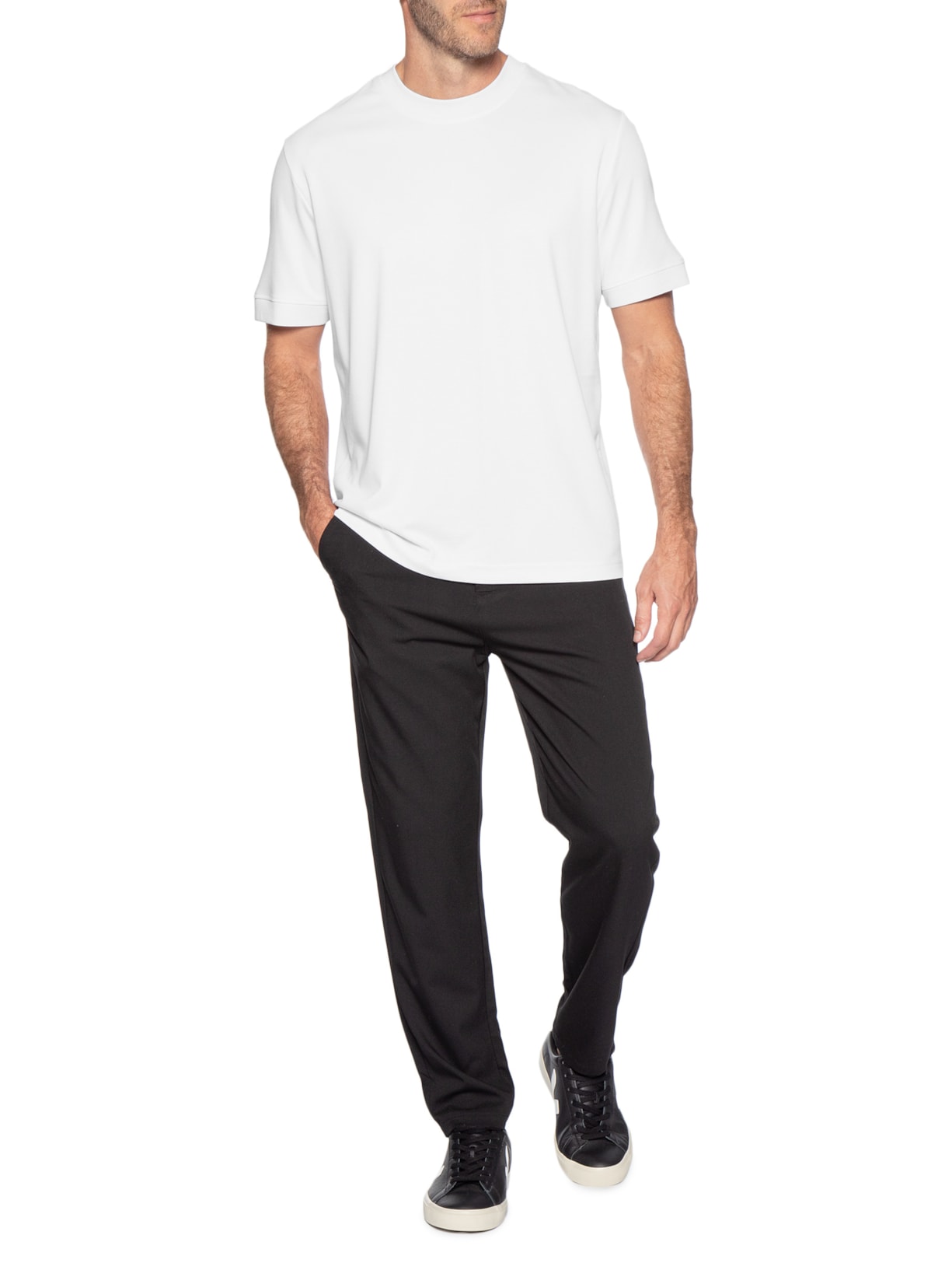 Camiseta Masculina Gola Redonda Reforçada – Branco '2 Essential