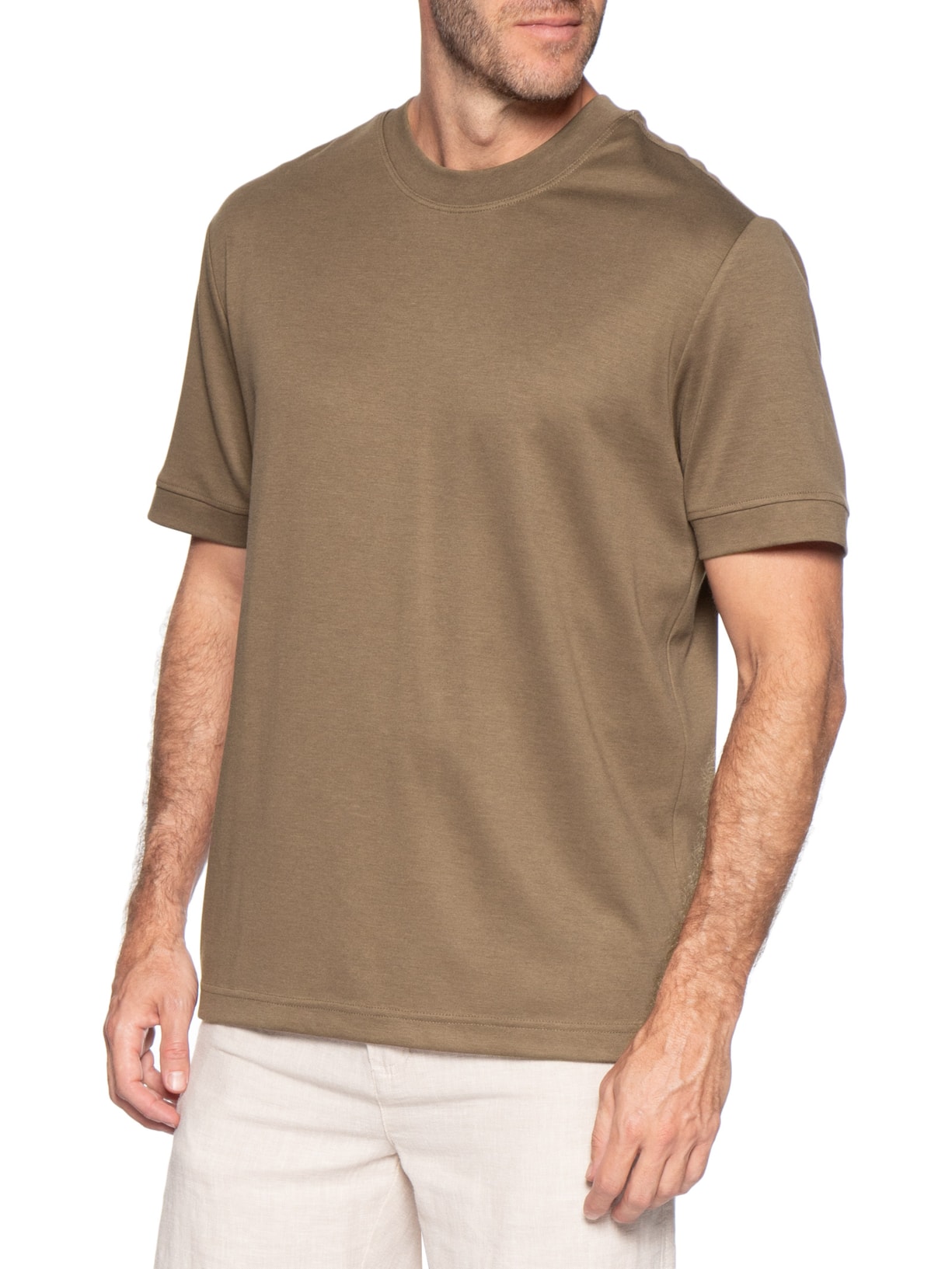 Camiseta Masculina Gola Redonda Reforçada – Marrom '2 Essential