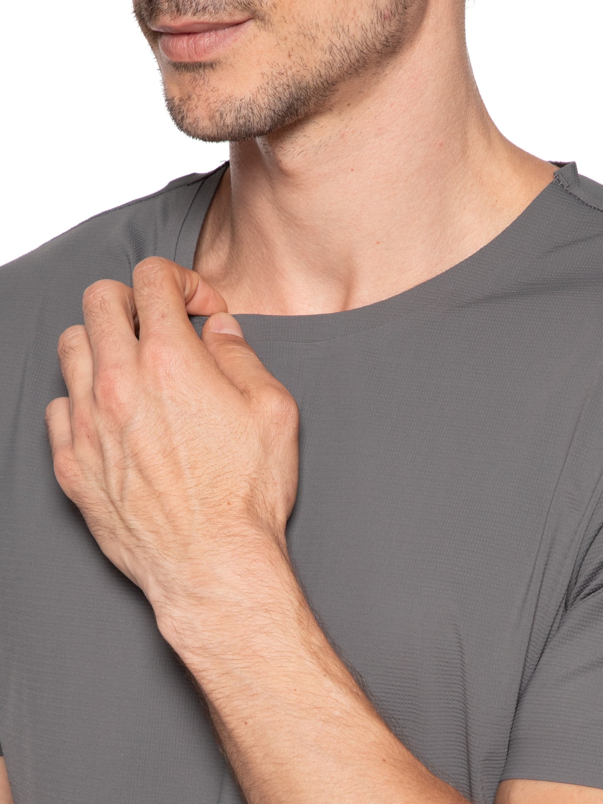 Camiseta Masculina Gola Redonda Tecnologia Caimento Perfeito Cinza '2 Essential